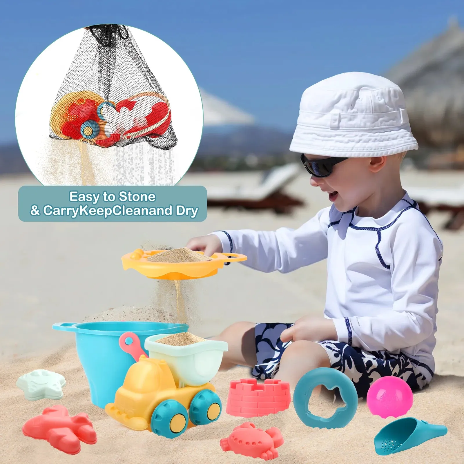 Deluxe Set Eco-Friendly 19pc Bucket & Spade Set | Waterwheel | Outdoor Kids Toys for Sand Pit | 3 years 