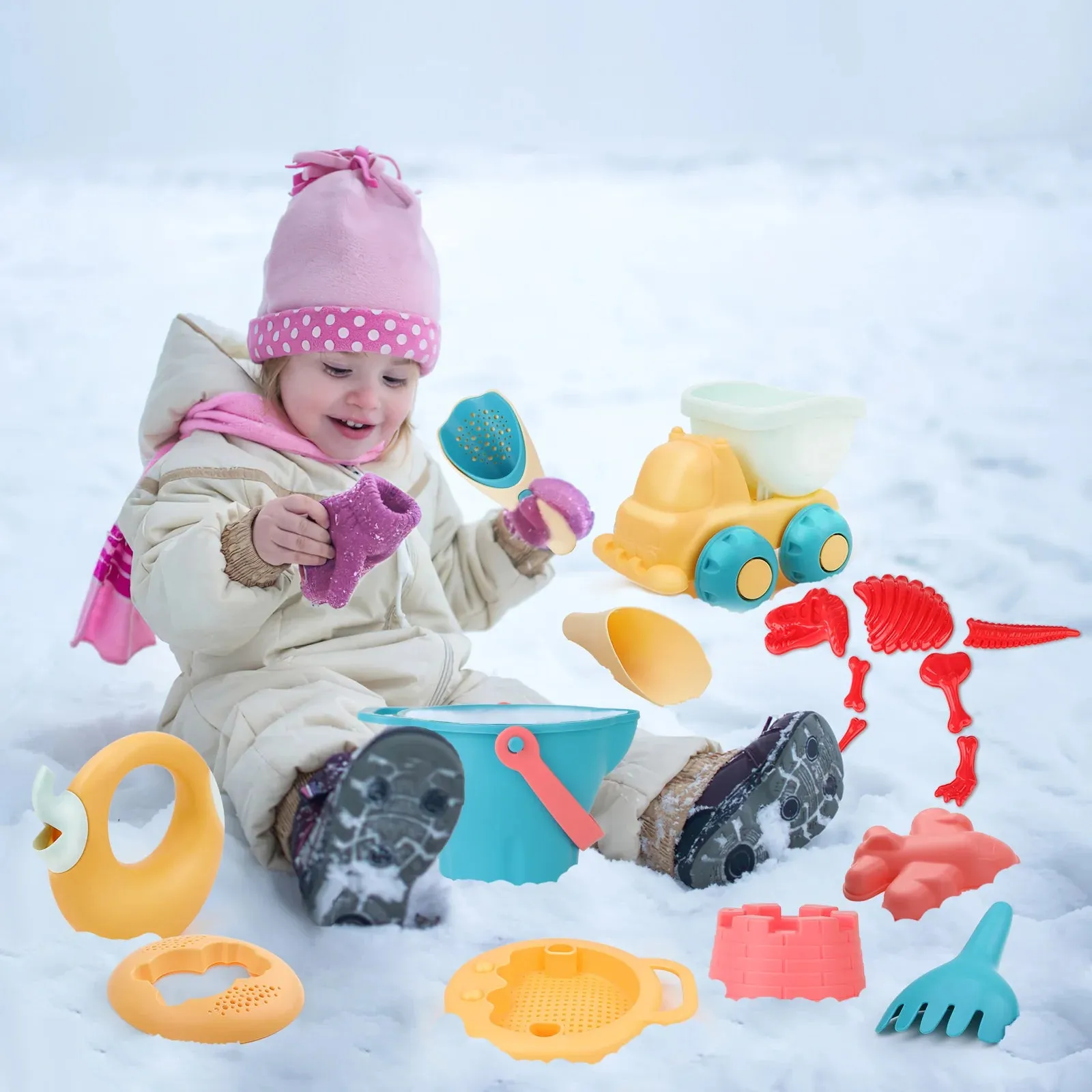 Deluxe Set Eco-Friendly 19pc Bucket & Spade Set | Waterwheel | Outdoor Kids Toys for Sand Pit | 3 years 