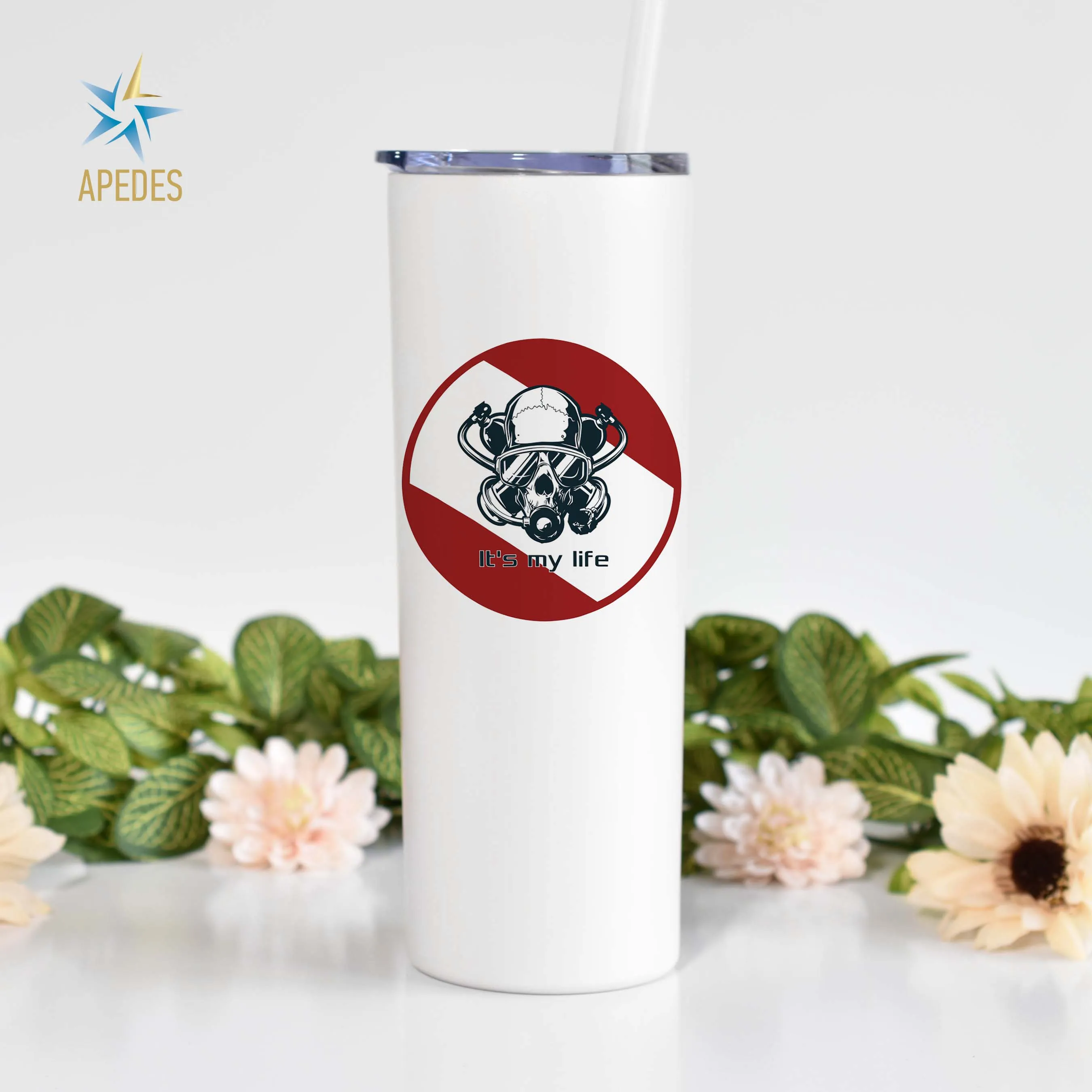 Diver Skull Stainless Steel Skinny Tumbler 20 OZ
