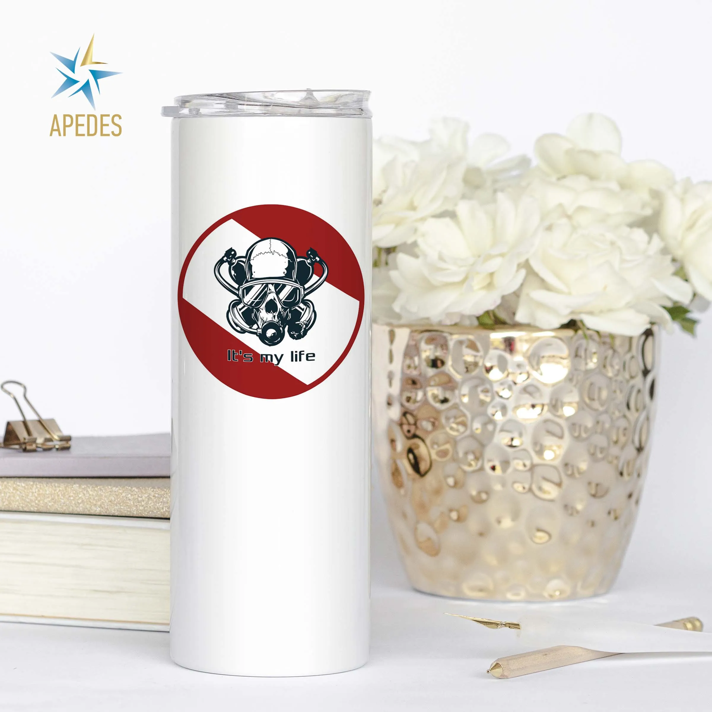 Diver Skull Stainless Steel Skinny Tumbler 20 OZ