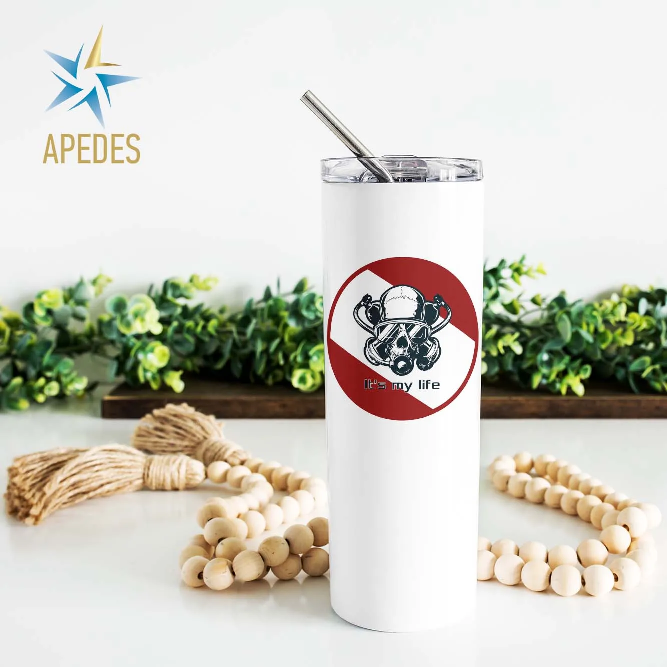 Diver Skull Stainless Steel Skinny Tumbler 20 OZ