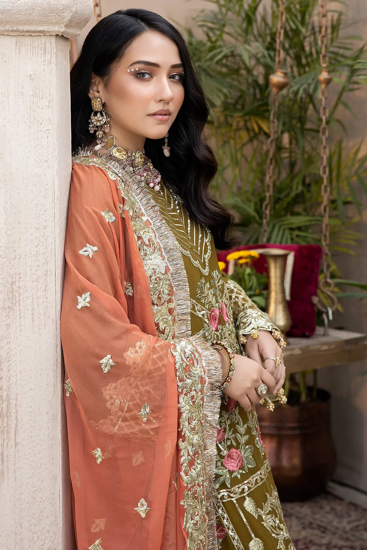 Elegant Embroidered Chiffon Dress Pakistani for Eid