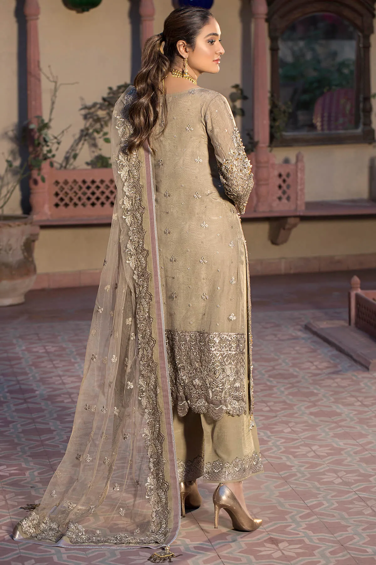 Embellished Kameez Trouser Pakistani Wedding Dress