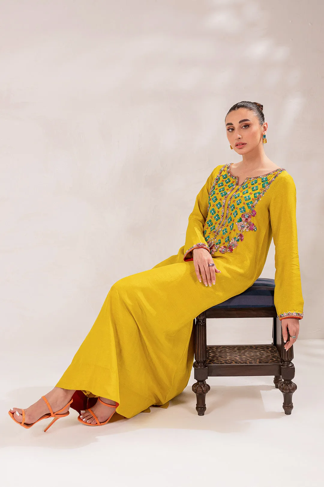 Embellished Kameez Trouser Raw Silk Pakistani Eid Dress
