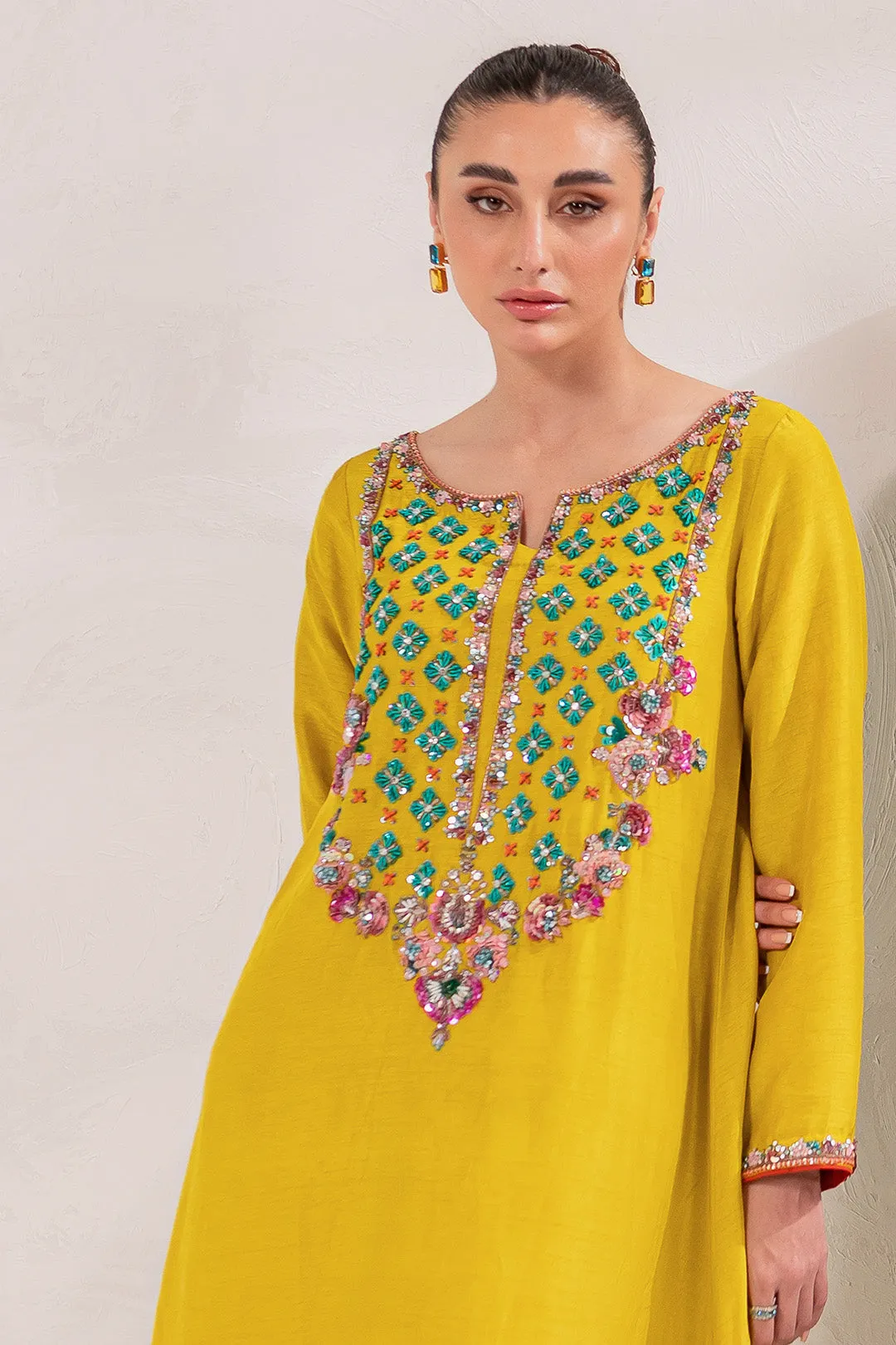 Embellished Kameez Trouser Raw Silk Pakistani Eid Dress
