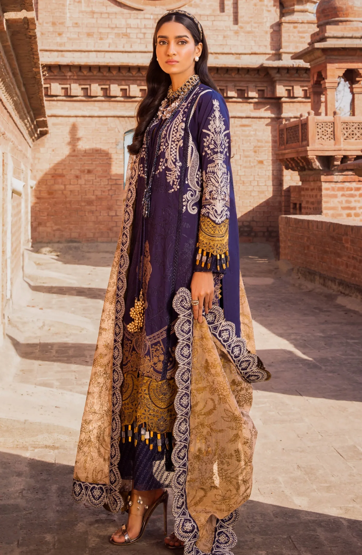 Embroidered Lawn Dress in Kameez Trouser Dupatta Style
