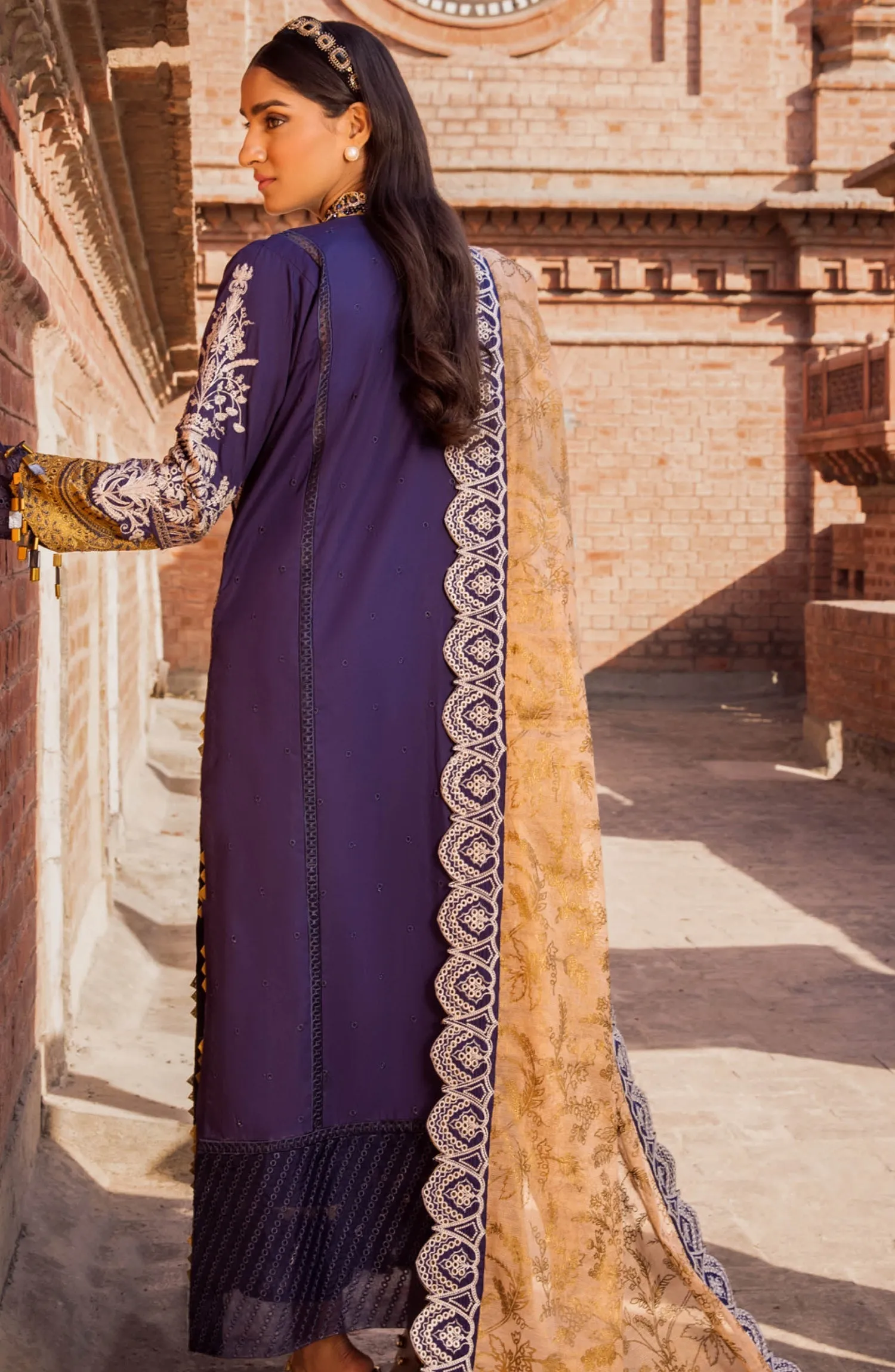 Embroidered Lawn Dress in Kameez Trouser Dupatta Style