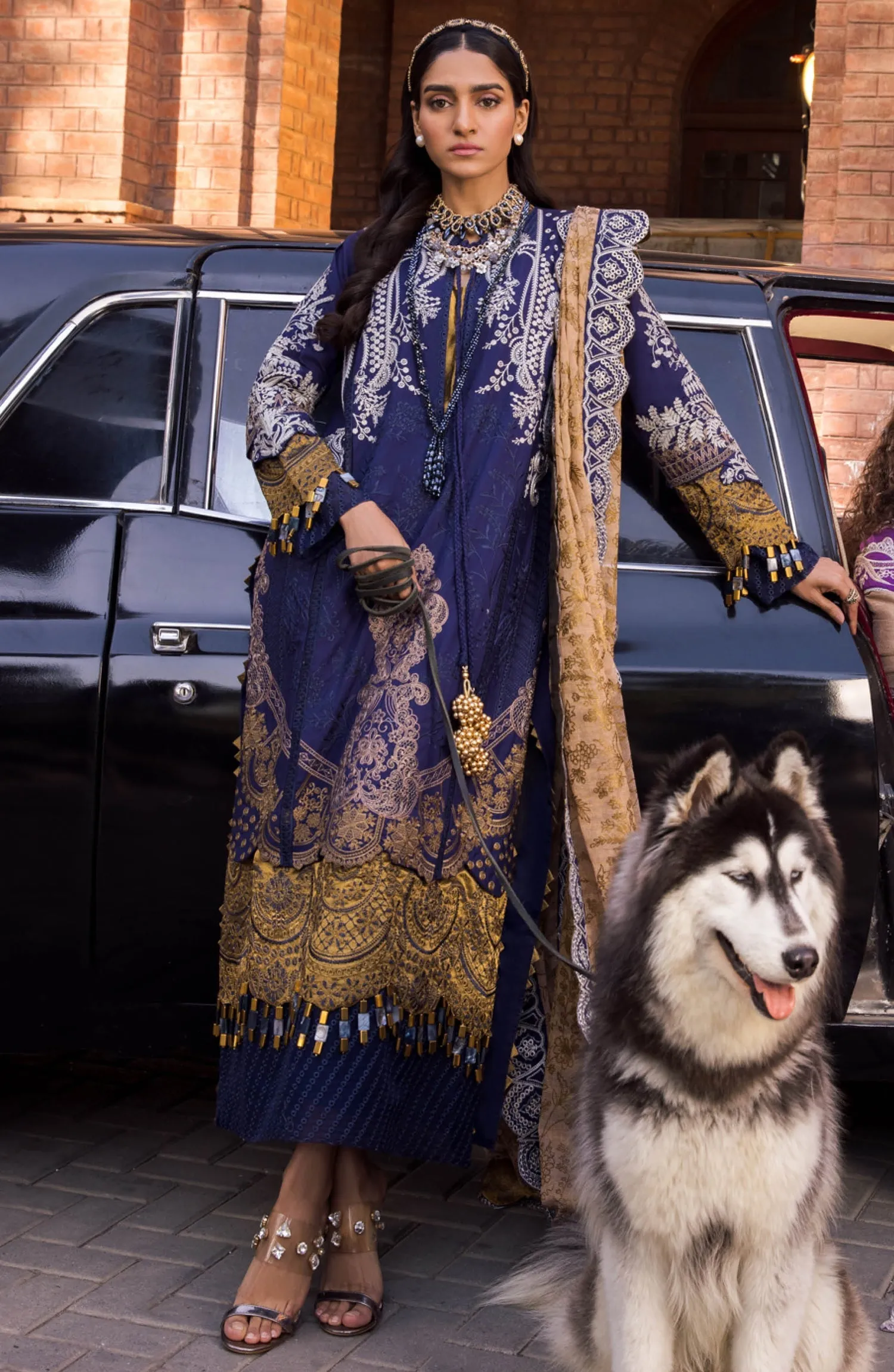 Embroidered Lawn Dress in Kameez Trouser Dupatta Style