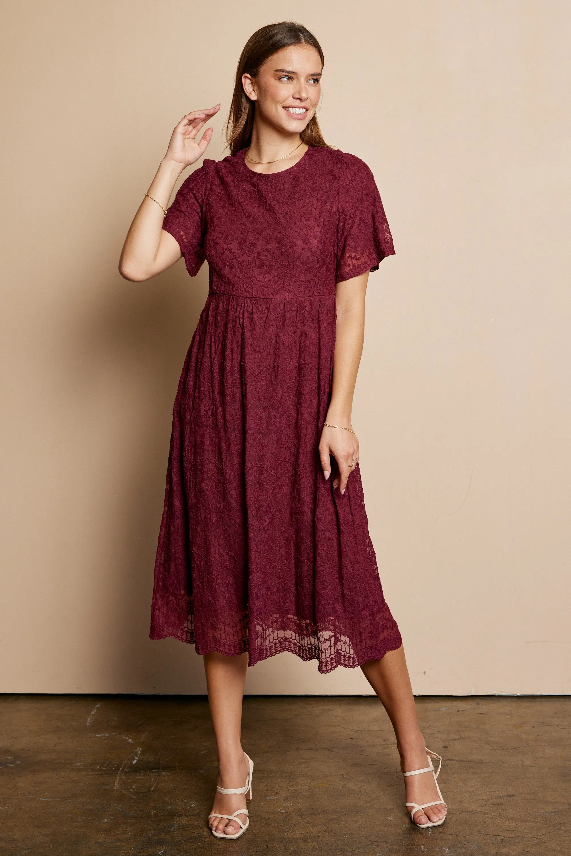 Embroidered Mesh Dress