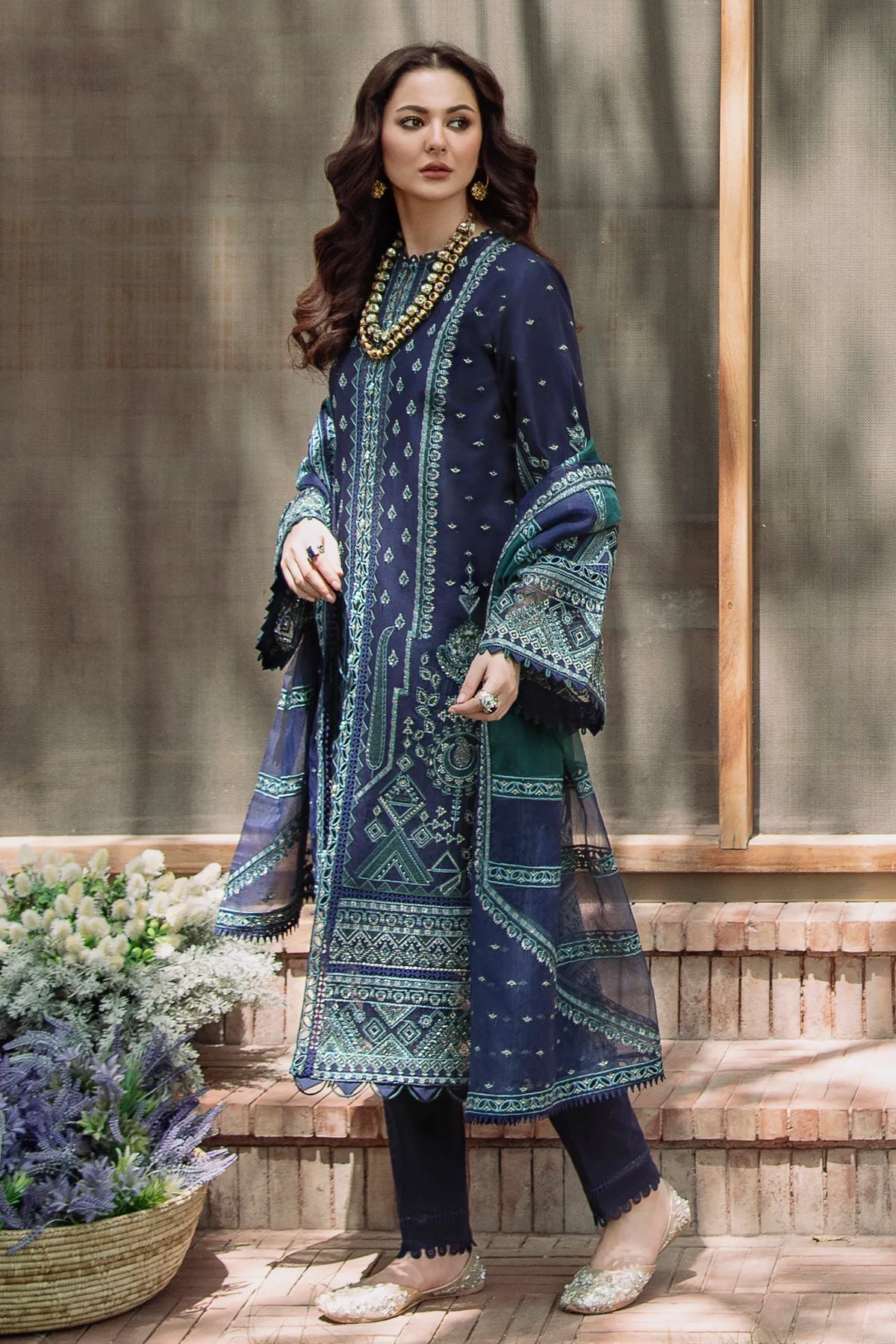 Embroidered Pakistani Dress in Lawn Salwar Kameez Style