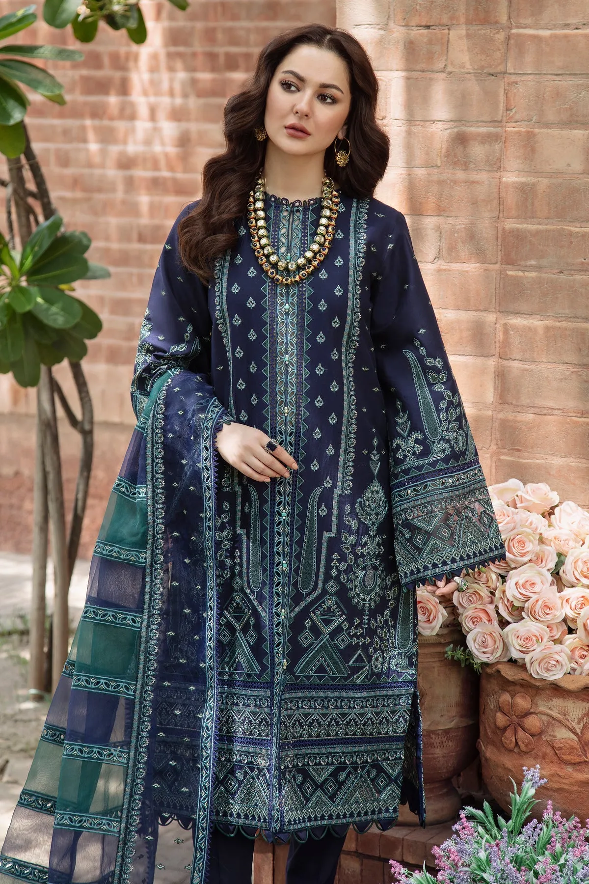 Embroidered Pakistani Dress in Lawn Salwar Kameez Style