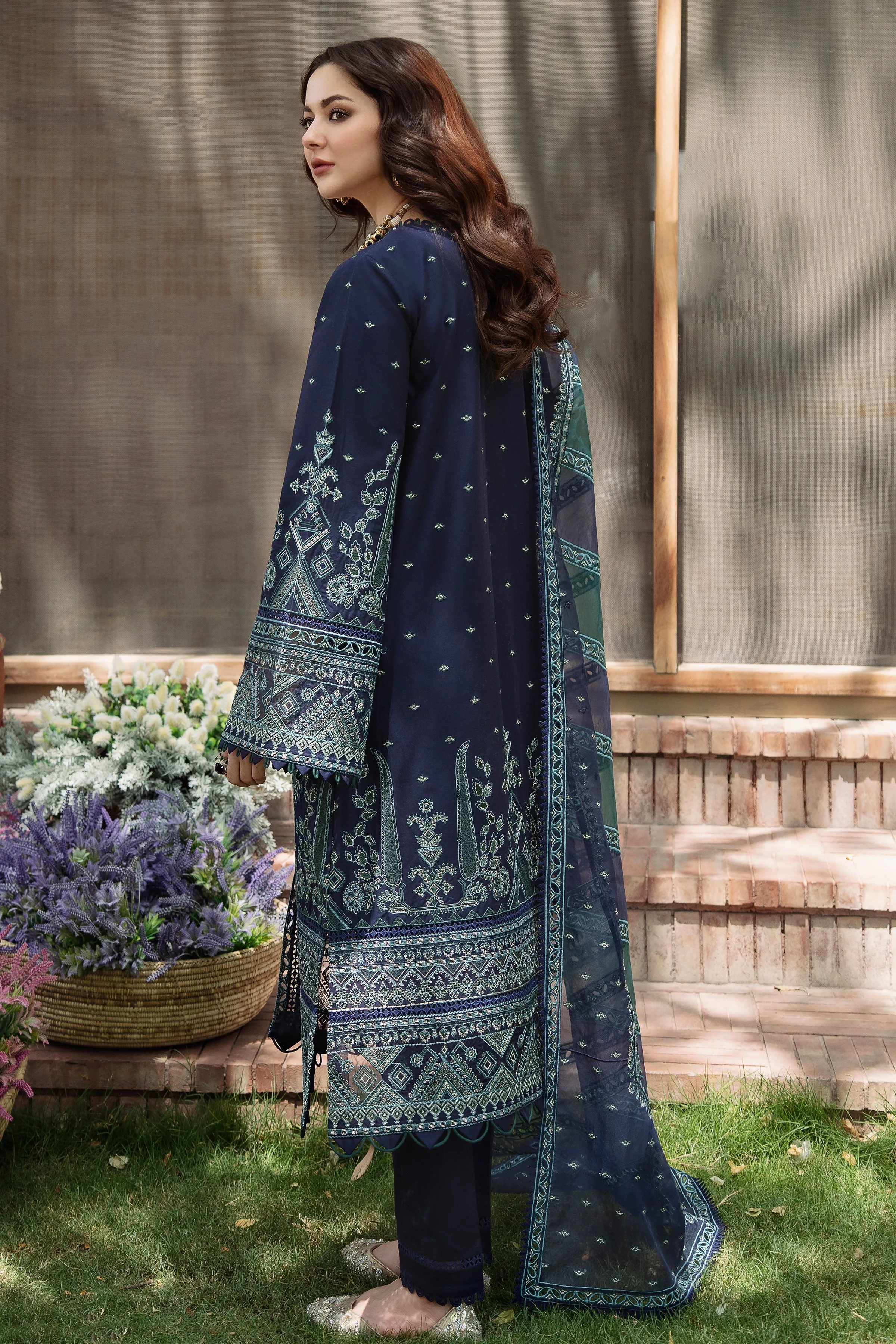 Embroidered Pakistani Dress in Lawn Salwar Kameez Style
