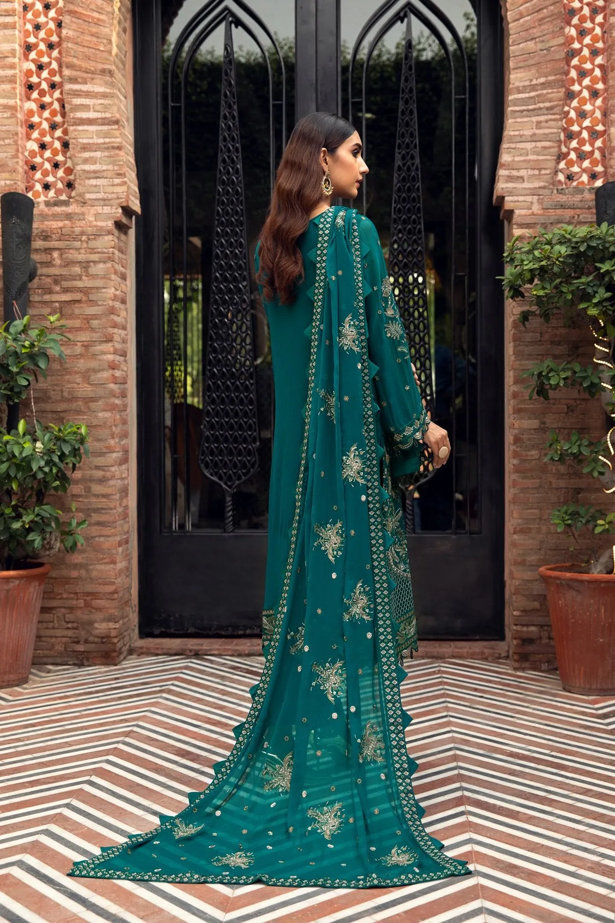 Embroidered Salwar Kameez in Teal Shade Latest #PF140