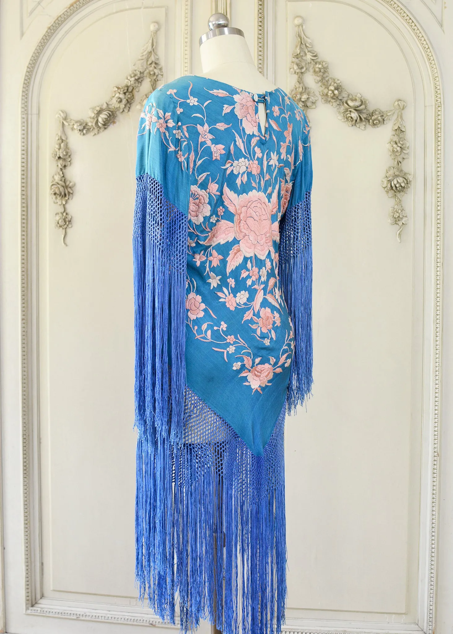 Eve Antique Hand Embroidered Silk Crepe Mini with Apricot Embroidery