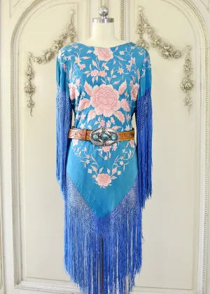 Eve Antique Hand Embroidered Silk Crepe Mini with Apricot Embroidery