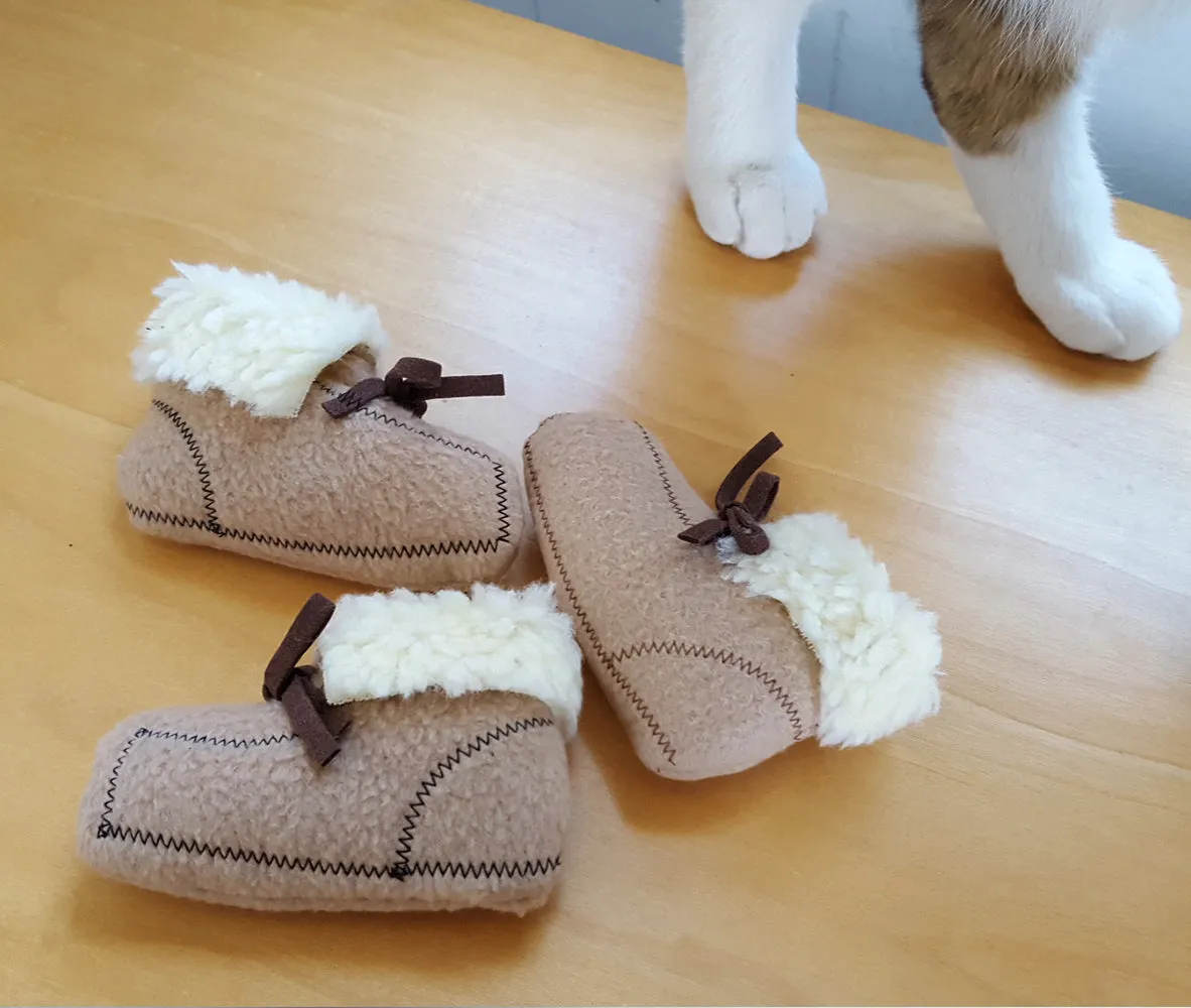 Felt Moccasin Shoe Catnip Toy in Mocha Color