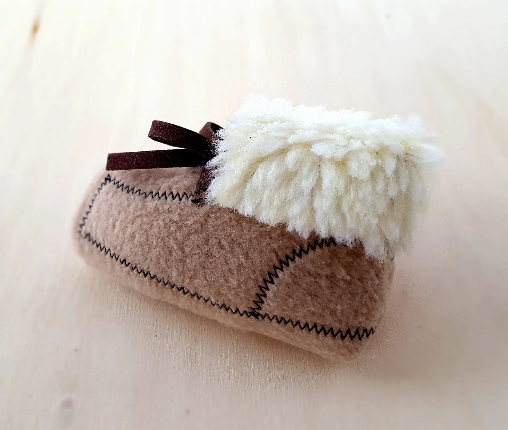 Felt Moccasin Shoe Catnip Toy in Mocha Color