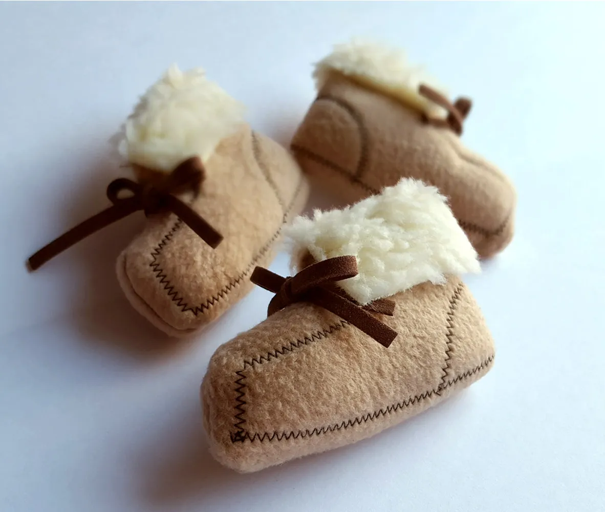Felt Moccasin Shoe Catnip Toy in Mocha Color