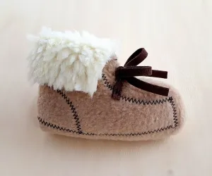 Felt Moccasin Shoe Catnip Toy in Mocha Color