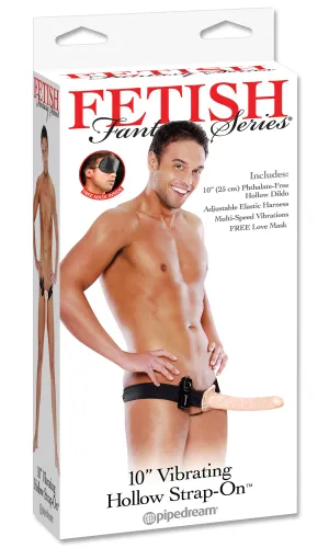 Fetish Fantasy Series 10&quot; Vibrating Hollow Strap-on - Flesh*