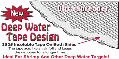 Fitec GS-1500 Ultra Spreader Deepwater Tape Net 13070, 7 ft. 5/16" Sq. Mesh With Tape