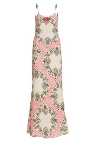 Floral Bouquet Silk Slip Dress