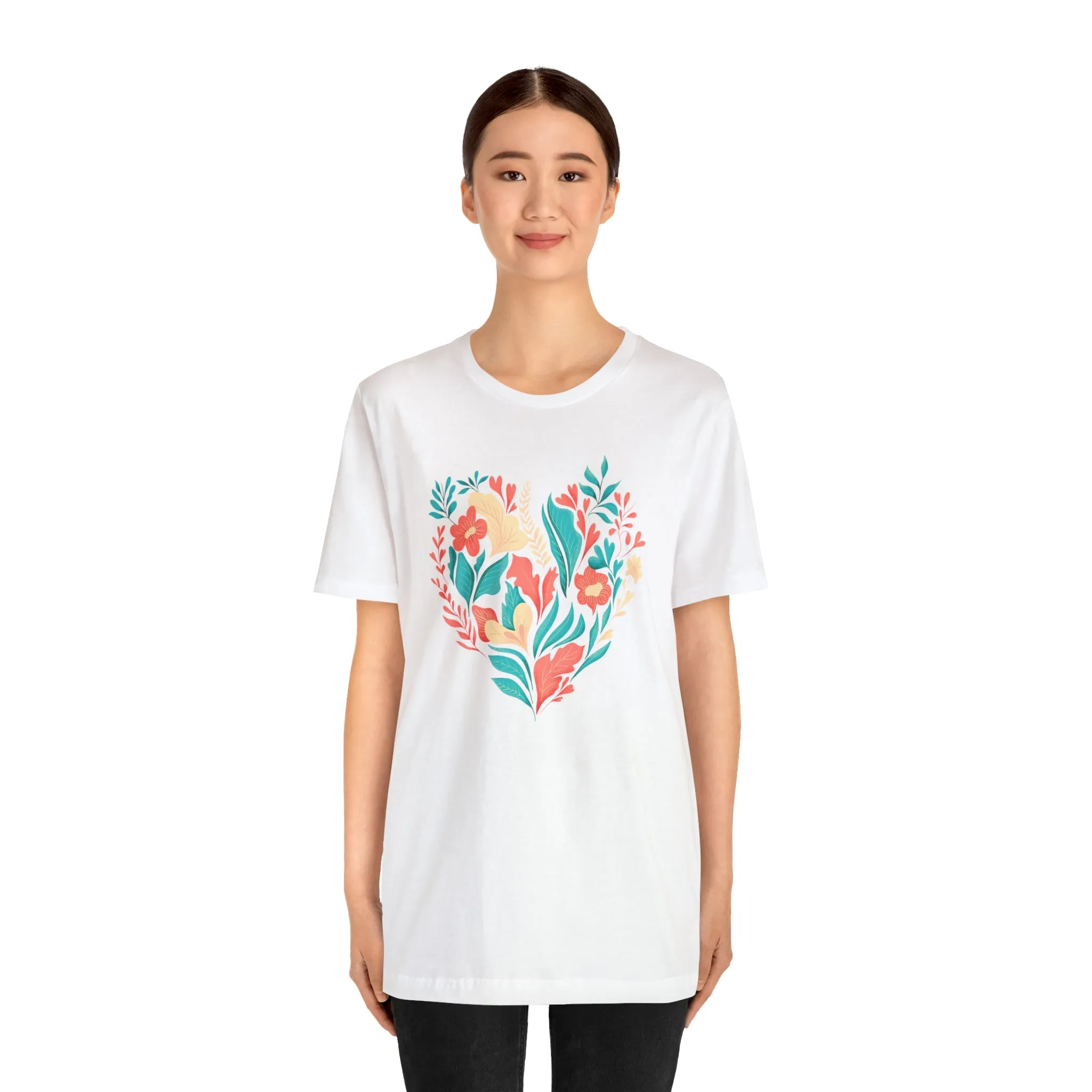 Flower Heart T-Shirt | Love Ya Mom Tee |  Bella Canvas 3001 Unisex |  Mother Short Sleeve Tshirt
