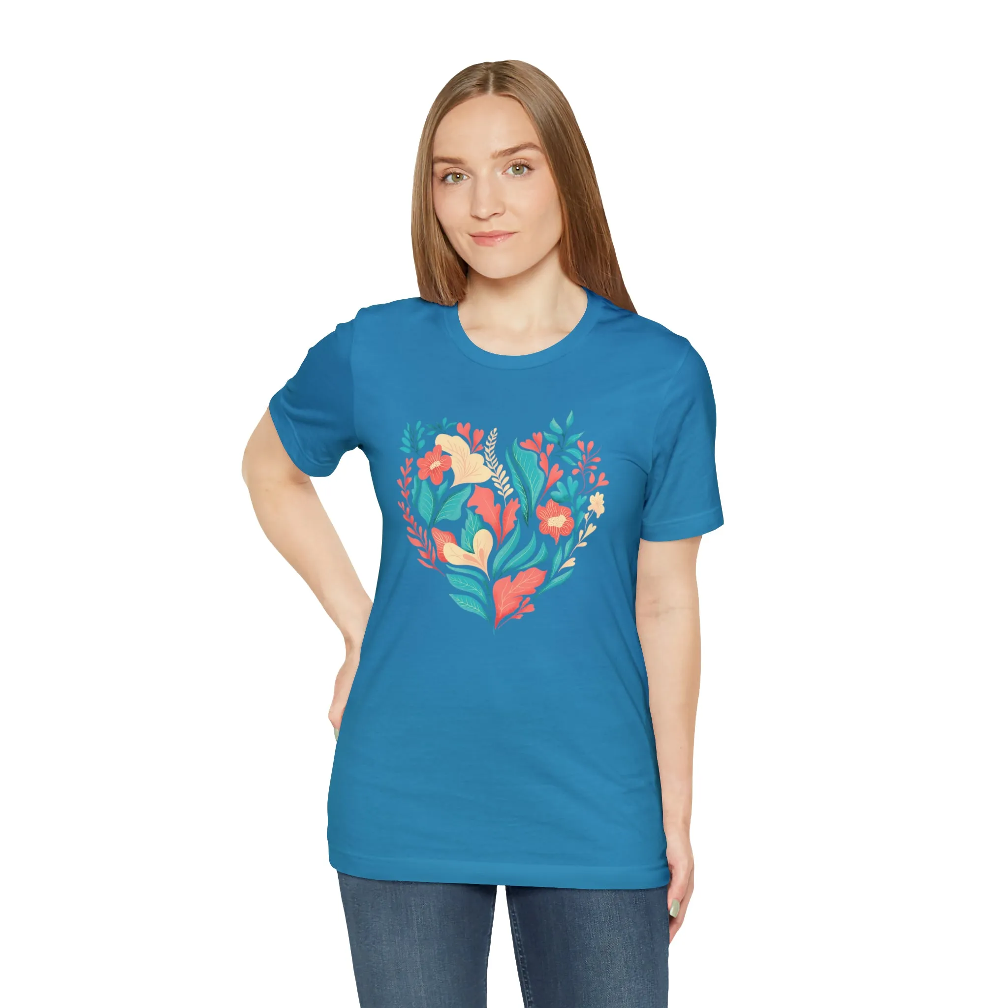 Flower Heart T-Shirt | Love Ya Mom Tee |  Bella Canvas 3001 Unisex |  Mother Short Sleeve Tshirt