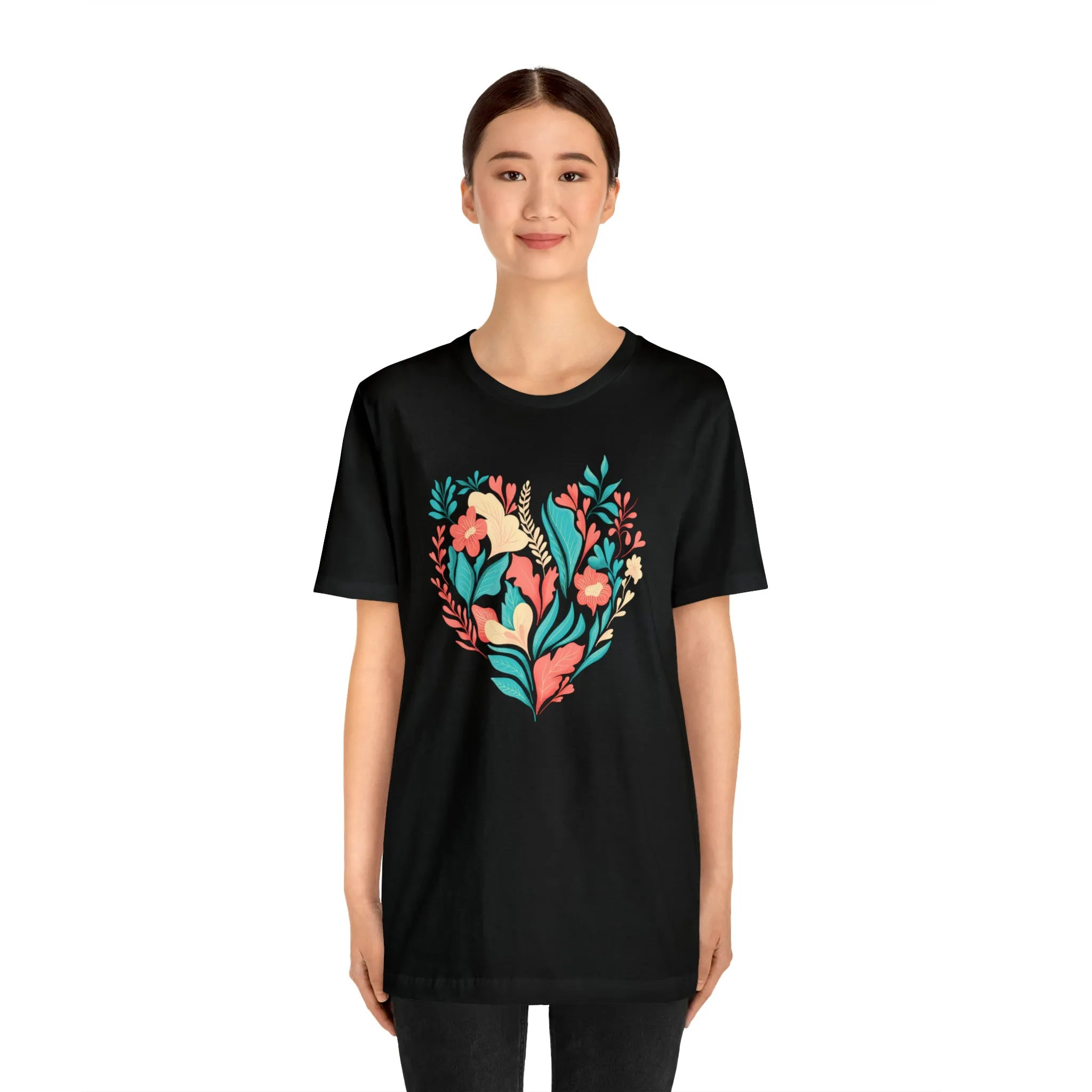 Flower Heart T-Shirt | Love Ya Mom Tee |  Bella Canvas 3001 Unisex |  Mother Short Sleeve Tshirt