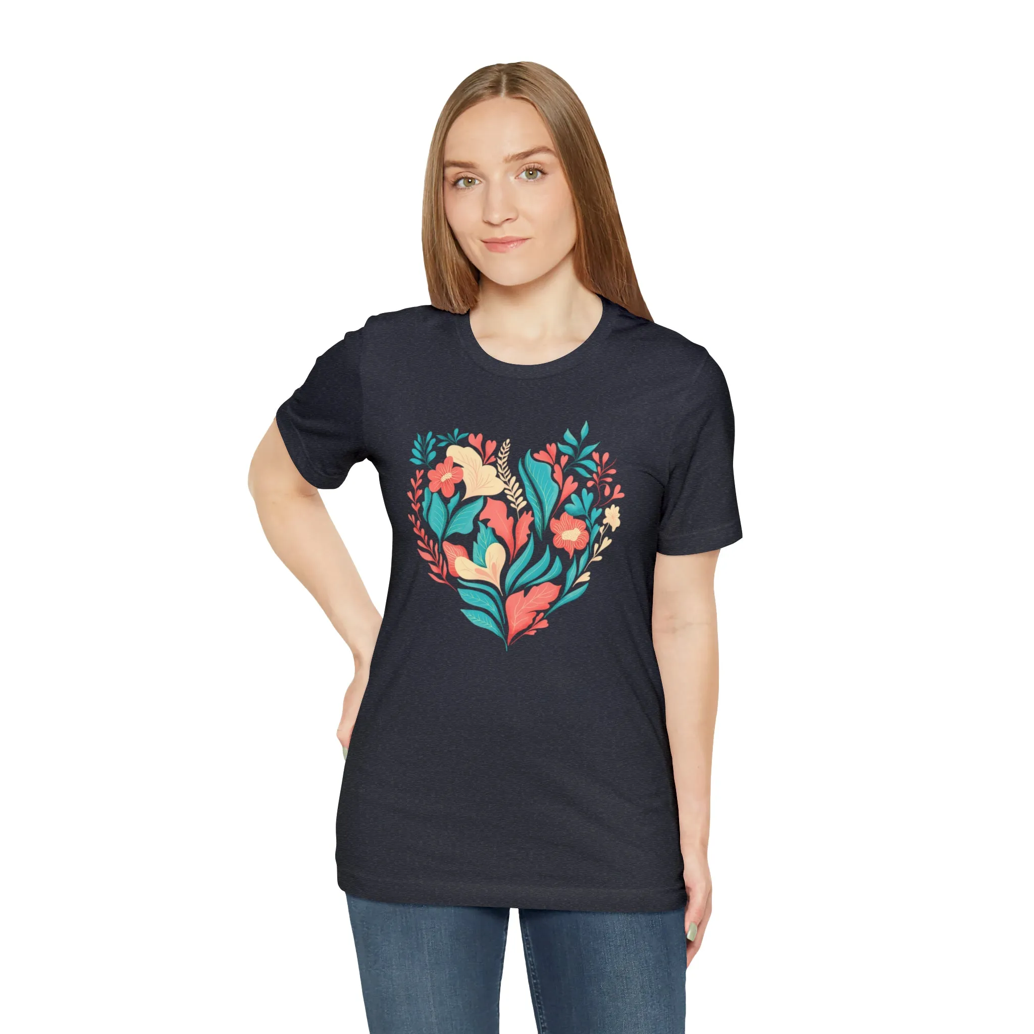 Flower Heart T-Shirt | Love Ya Mom Tee |  Bella Canvas 3001 Unisex |  Mother Short Sleeve Tshirt