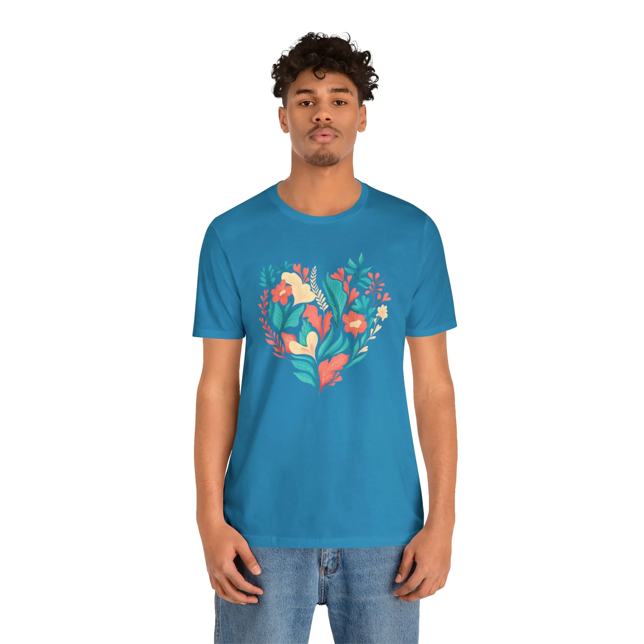 Flower Heart T-Shirt | Love Ya Mom Tee |  Bella Canvas 3001 Unisex |  Mother Short Sleeve Tshirt