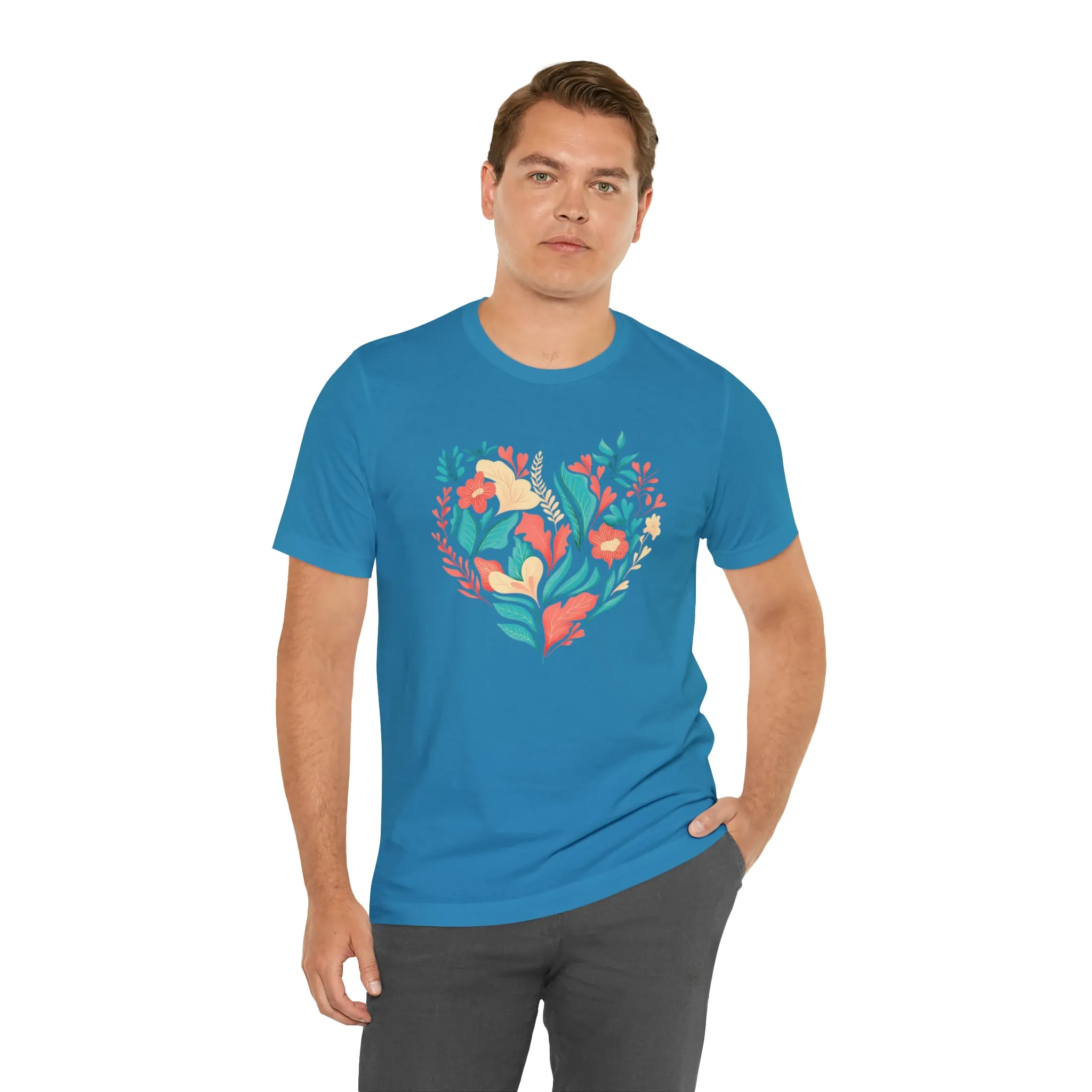Flower Heart T-Shirt | Love Ya Mom Tee |  Bella Canvas 3001 Unisex |  Mother Short Sleeve Tshirt