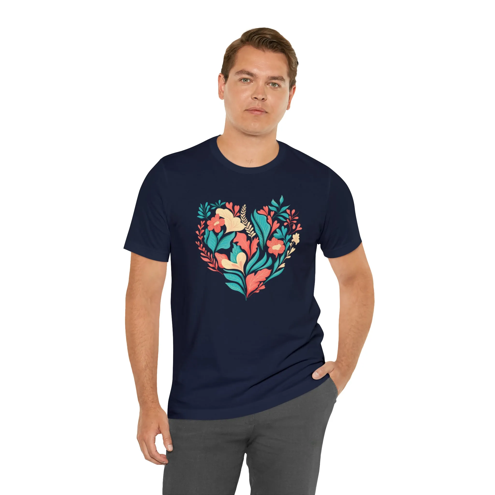 Flower Heart T-Shirt | Love Ya Mom Tee |  Bella Canvas 3001 Unisex |  Mother Short Sleeve Tshirt
