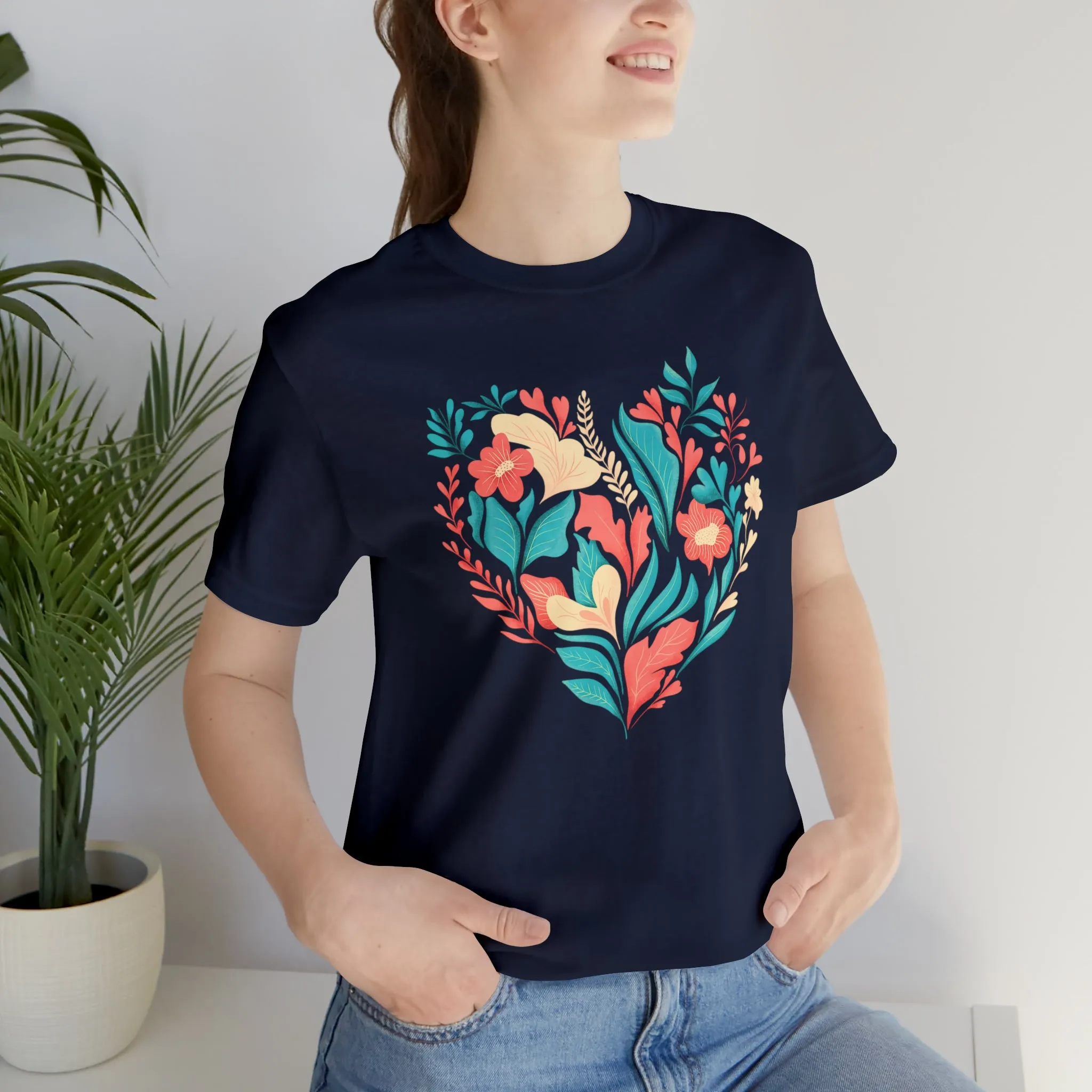 Flower Heart T-Shirt | Love Ya Mom Tee |  Bella Canvas 3001 Unisex |  Mother Short Sleeve Tshirt