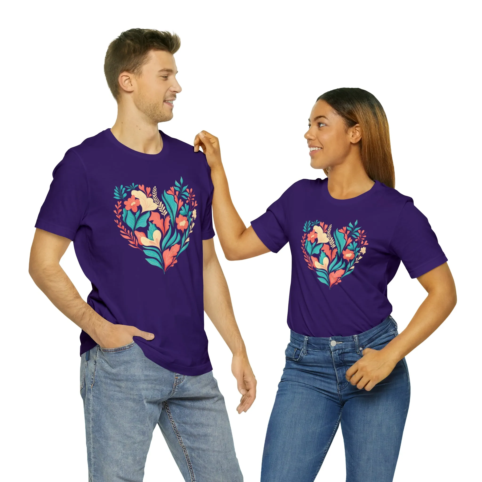 Flower Heart T-Shirt | Love Ya Mom Tee |  Bella Canvas 3001 Unisex |  Mother Short Sleeve Tshirt