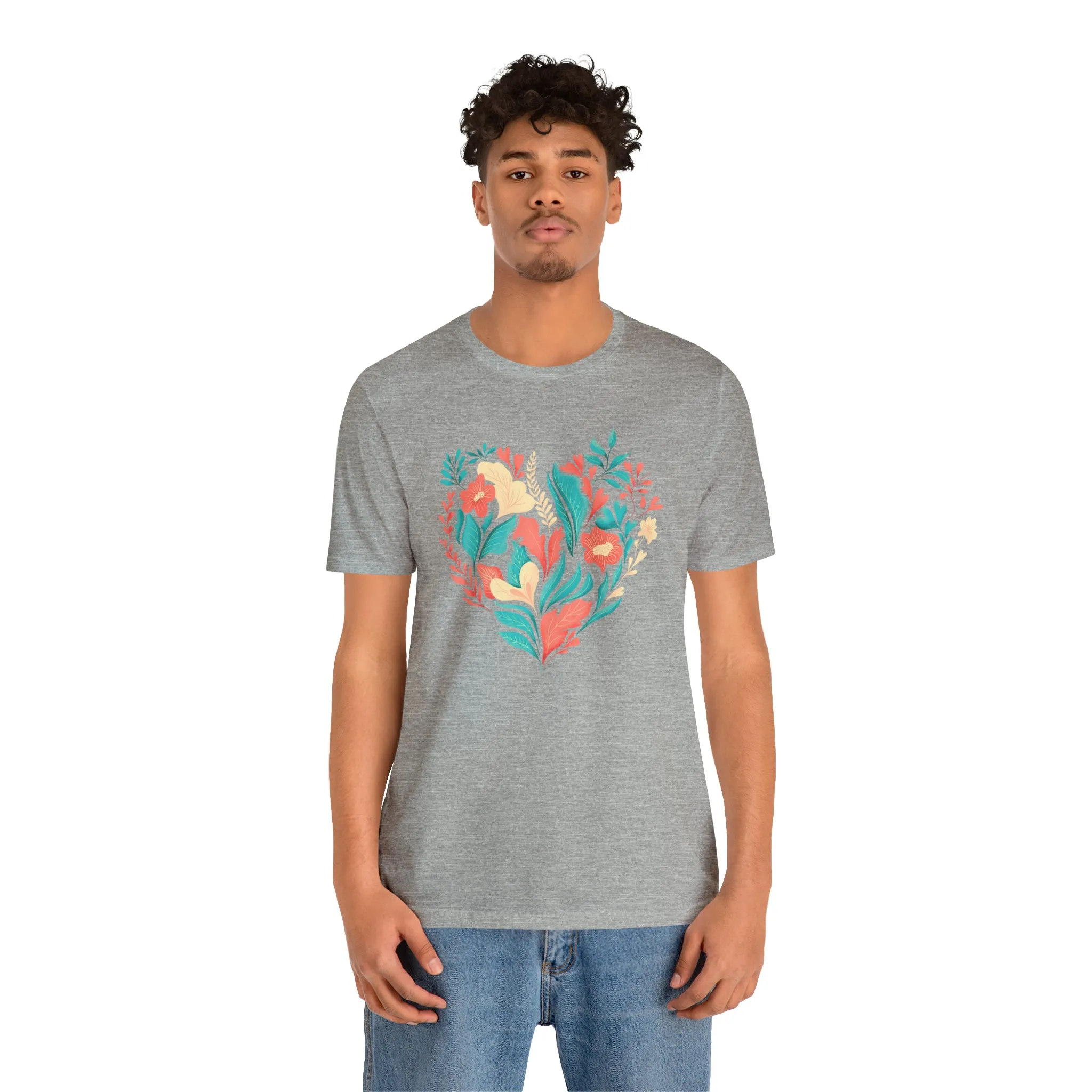 Flower Heart T-Shirt | Love Ya Mom Tee |  Bella Canvas 3001 Unisex |  Mother Short Sleeve Tshirt