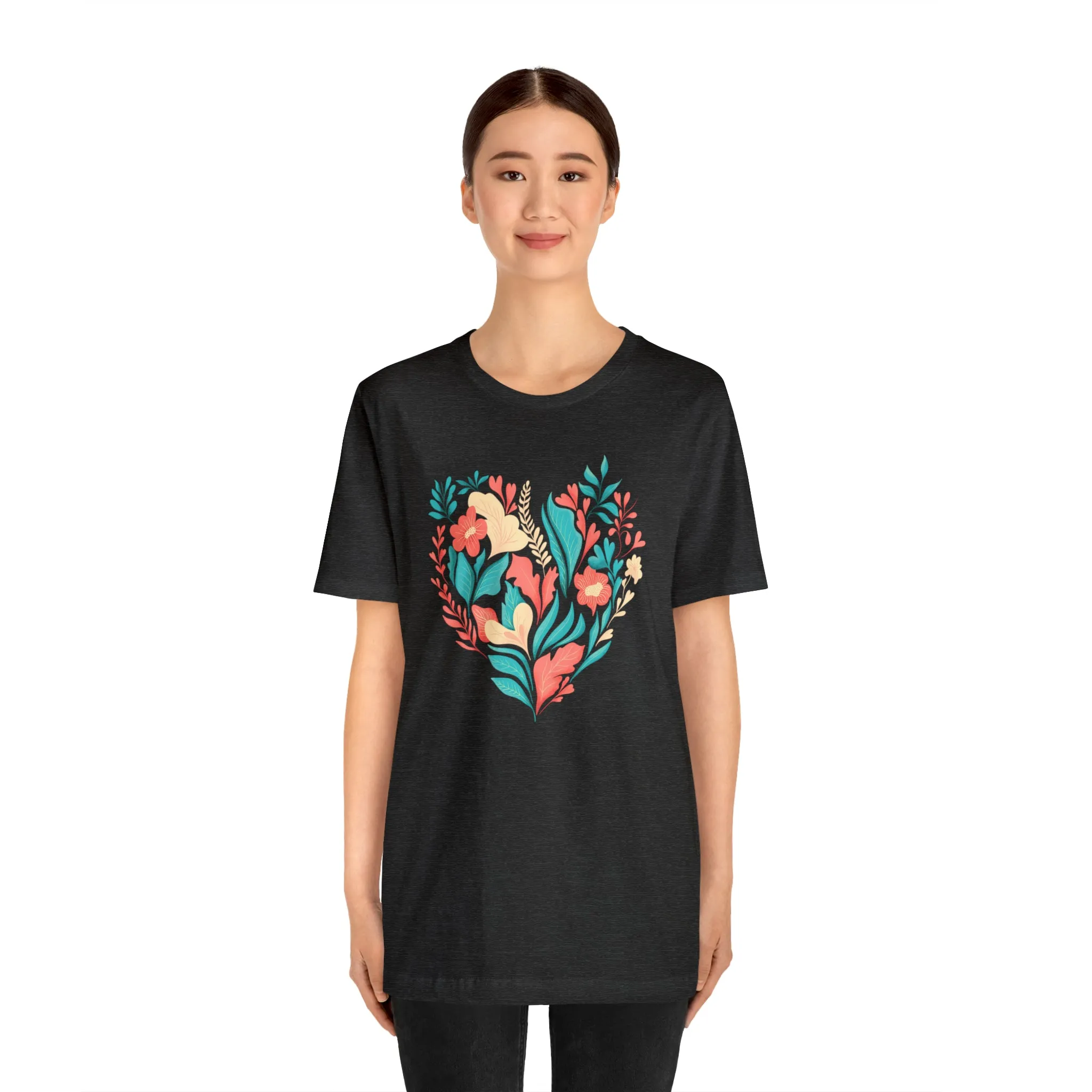 Flower Heart T-Shirt | Love Ya Mom Tee |  Bella Canvas 3001 Unisex |  Mother Short Sleeve Tshirt