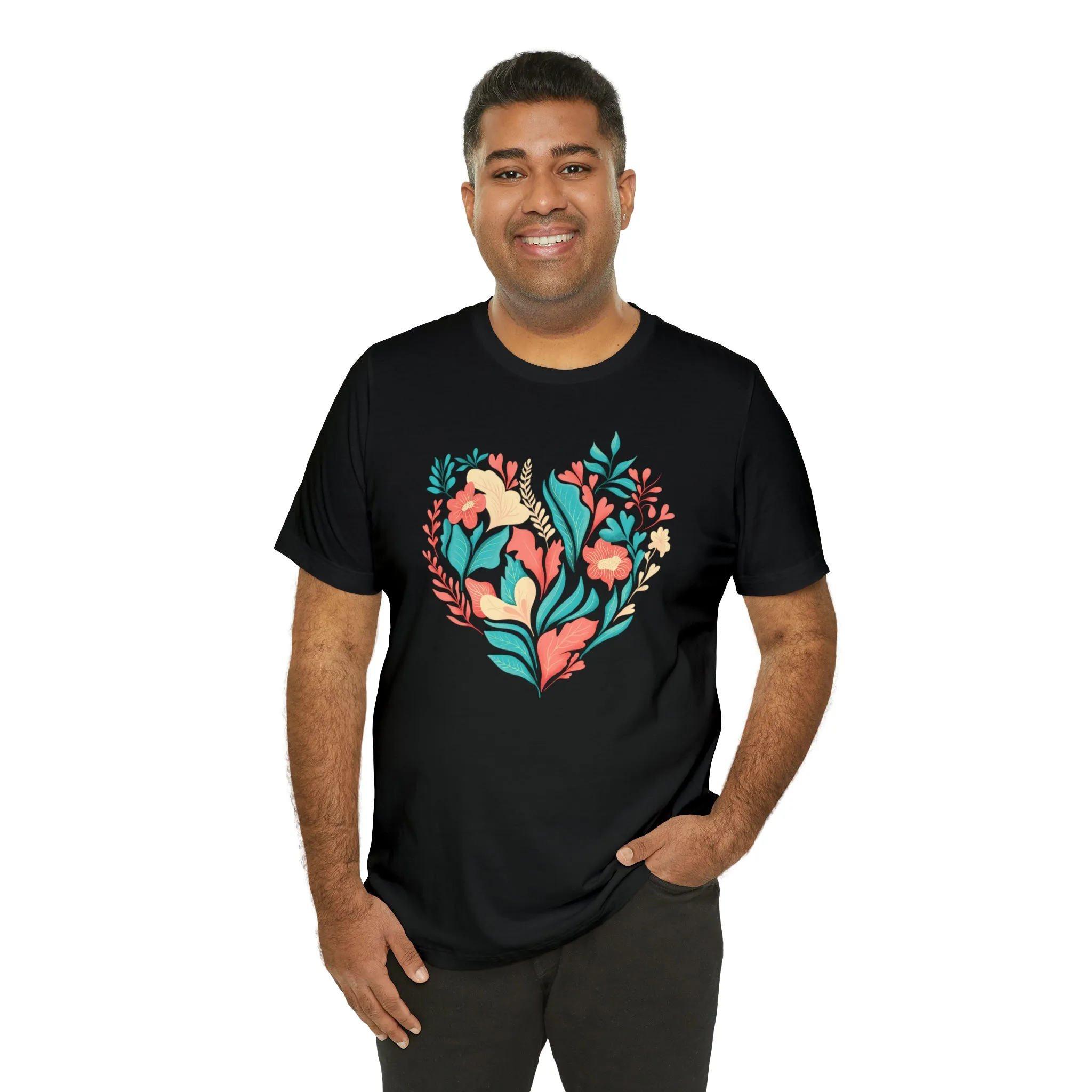 Flower Heart T-Shirt | Love Ya Mom Tee |  Bella Canvas 3001 Unisex |  Mother Short Sleeve Tshirt