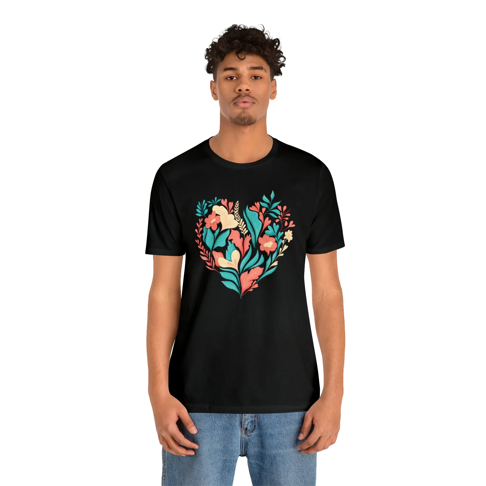 Flower Heart T-Shirt | Love Ya Mom Tee |  Bella Canvas 3001 Unisex |  Mother Short Sleeve Tshirt