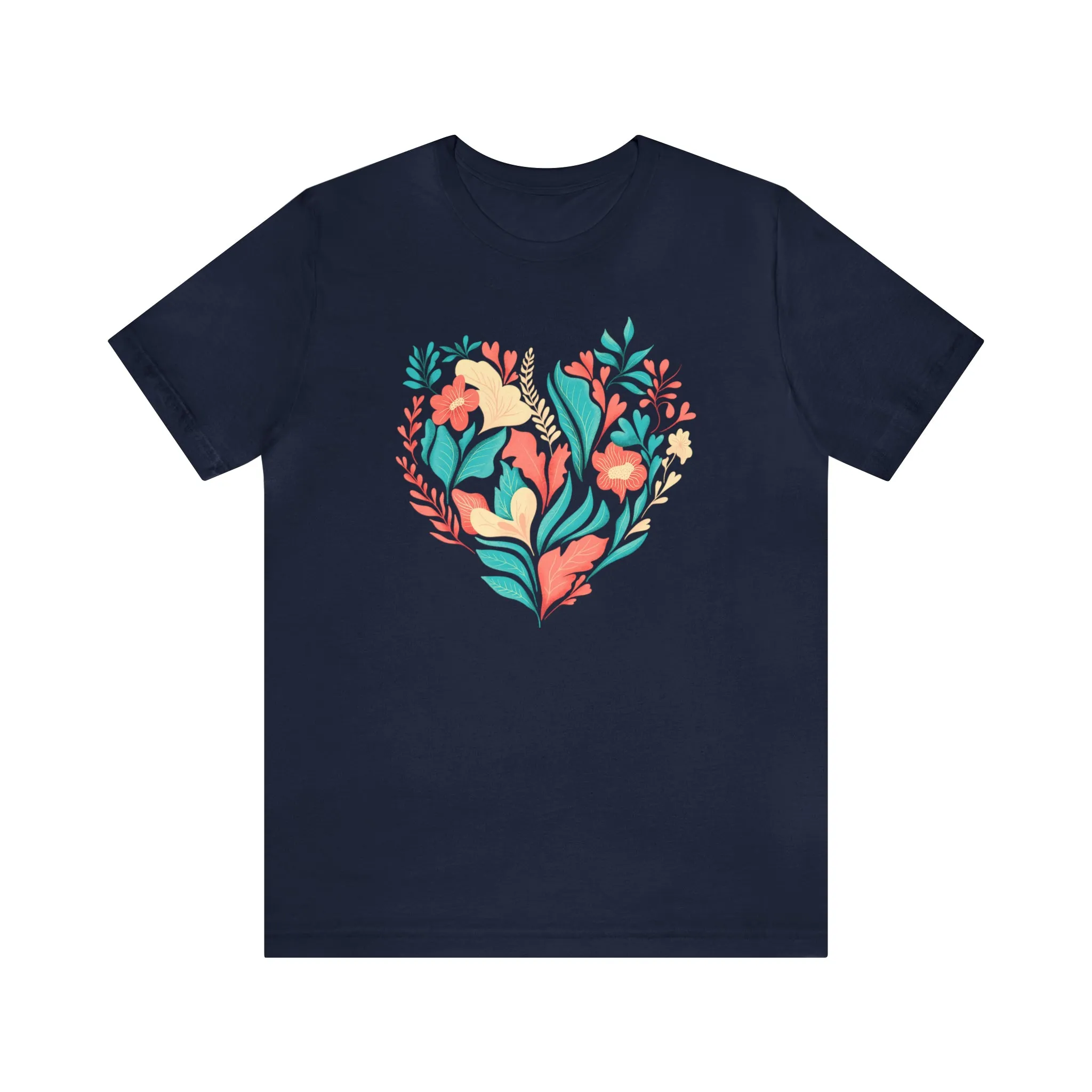 Flower Heart T-Shirt | Love Ya Mom Tee |  Bella Canvas 3001 Unisex |  Mother Short Sleeve Tshirt