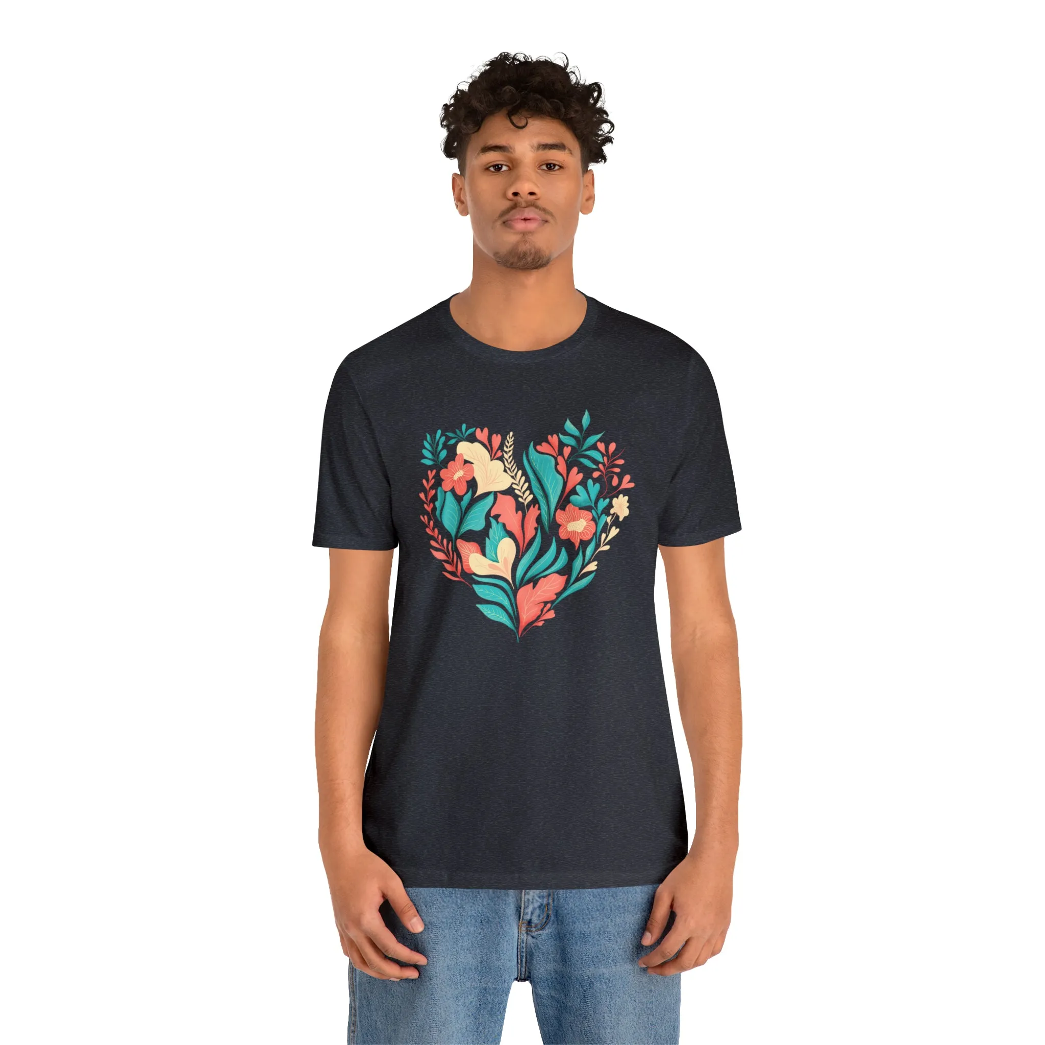 Flower Heart T-Shirt | Love Ya Mom Tee |  Bella Canvas 3001 Unisex |  Mother Short Sleeve Tshirt