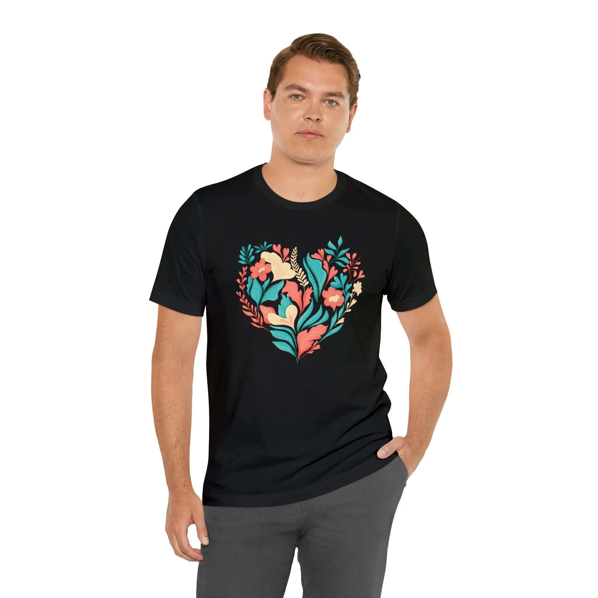 Flower Heart T-Shirt | Love Ya Mom Tee |  Bella Canvas 3001 Unisex |  Mother Short Sleeve Tshirt