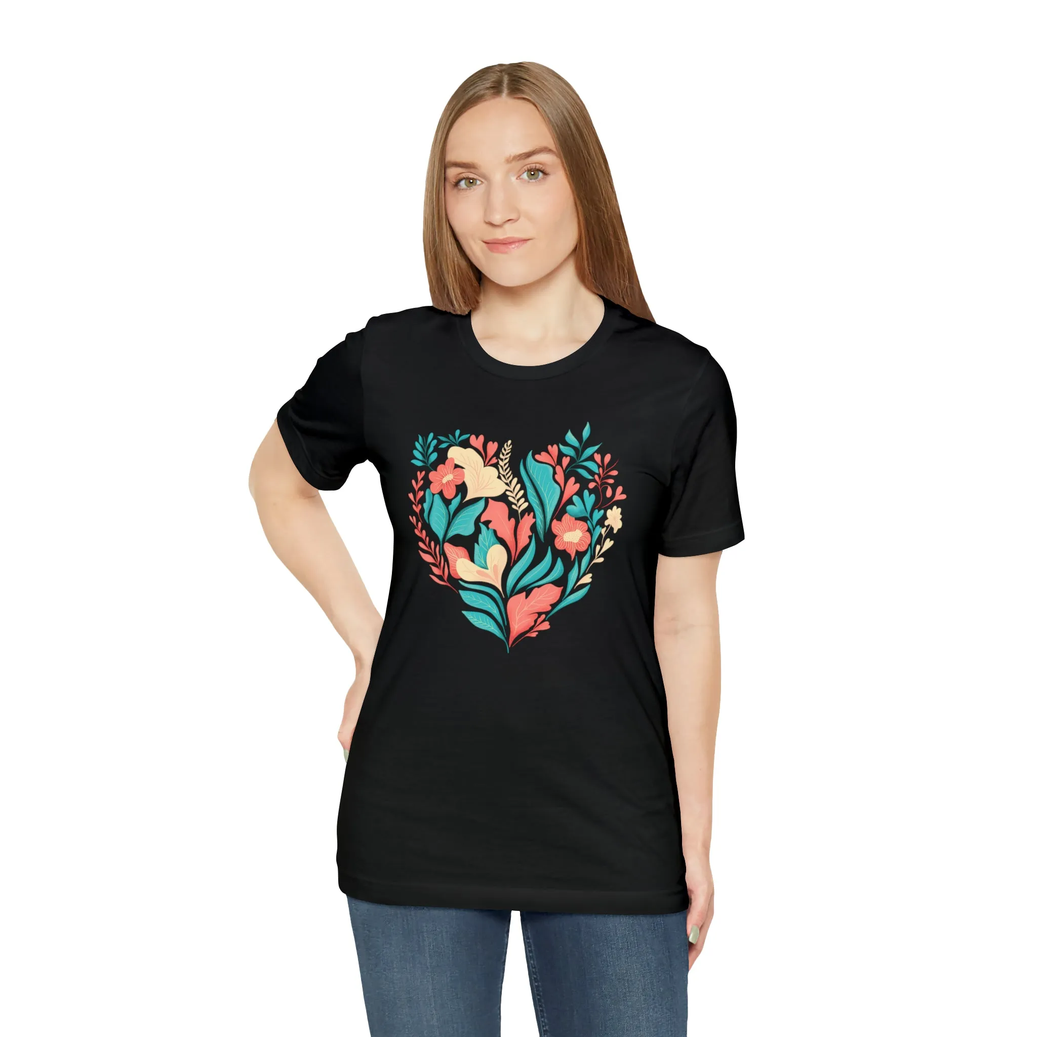 Flower Heart T-Shirt | Love Ya Mom Tee |  Bella Canvas 3001 Unisex |  Mother Short Sleeve Tshirt