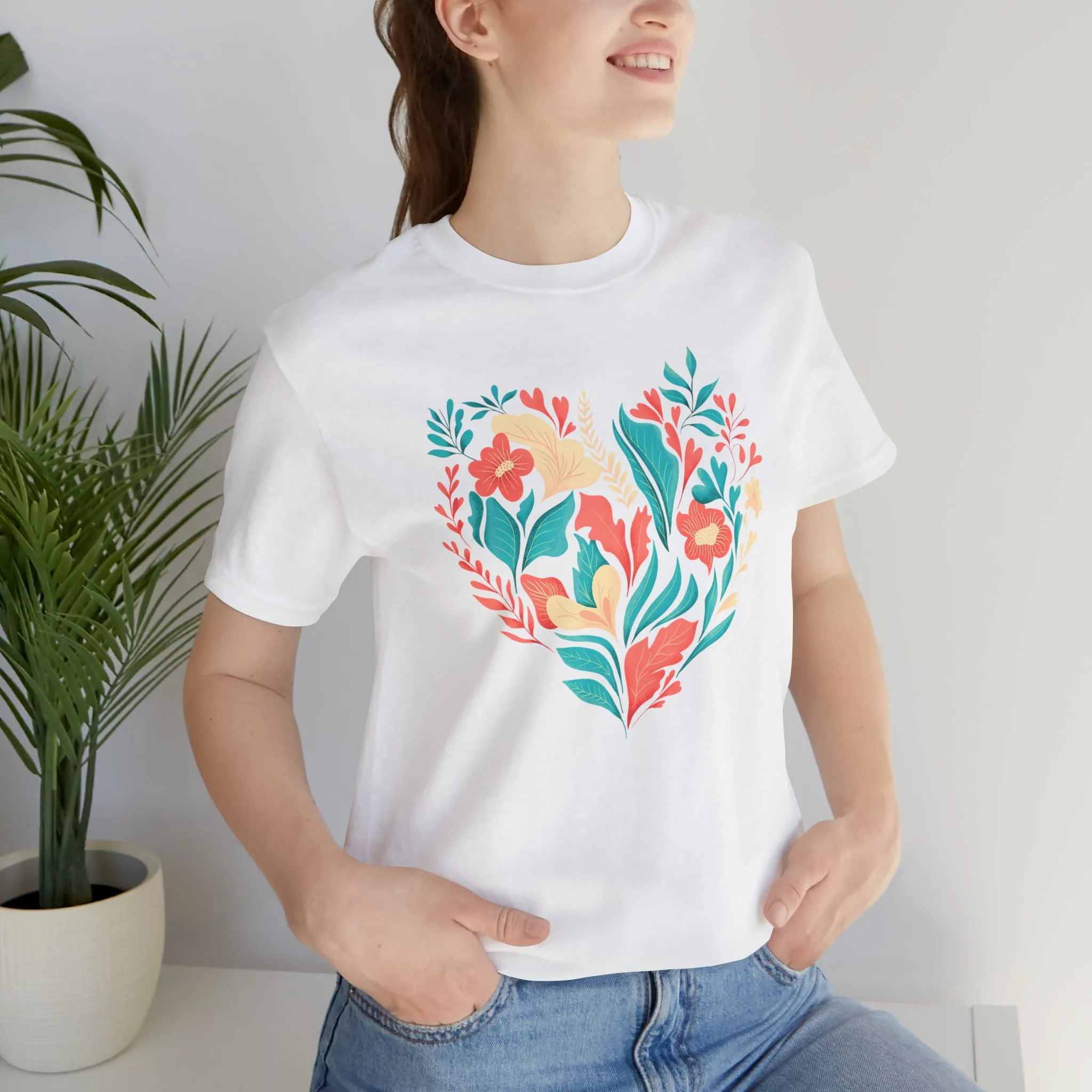 Flower Heart T-Shirt | Love Ya Mom Tee |  Bella Canvas 3001 Unisex |  Mother Short Sleeve Tshirt