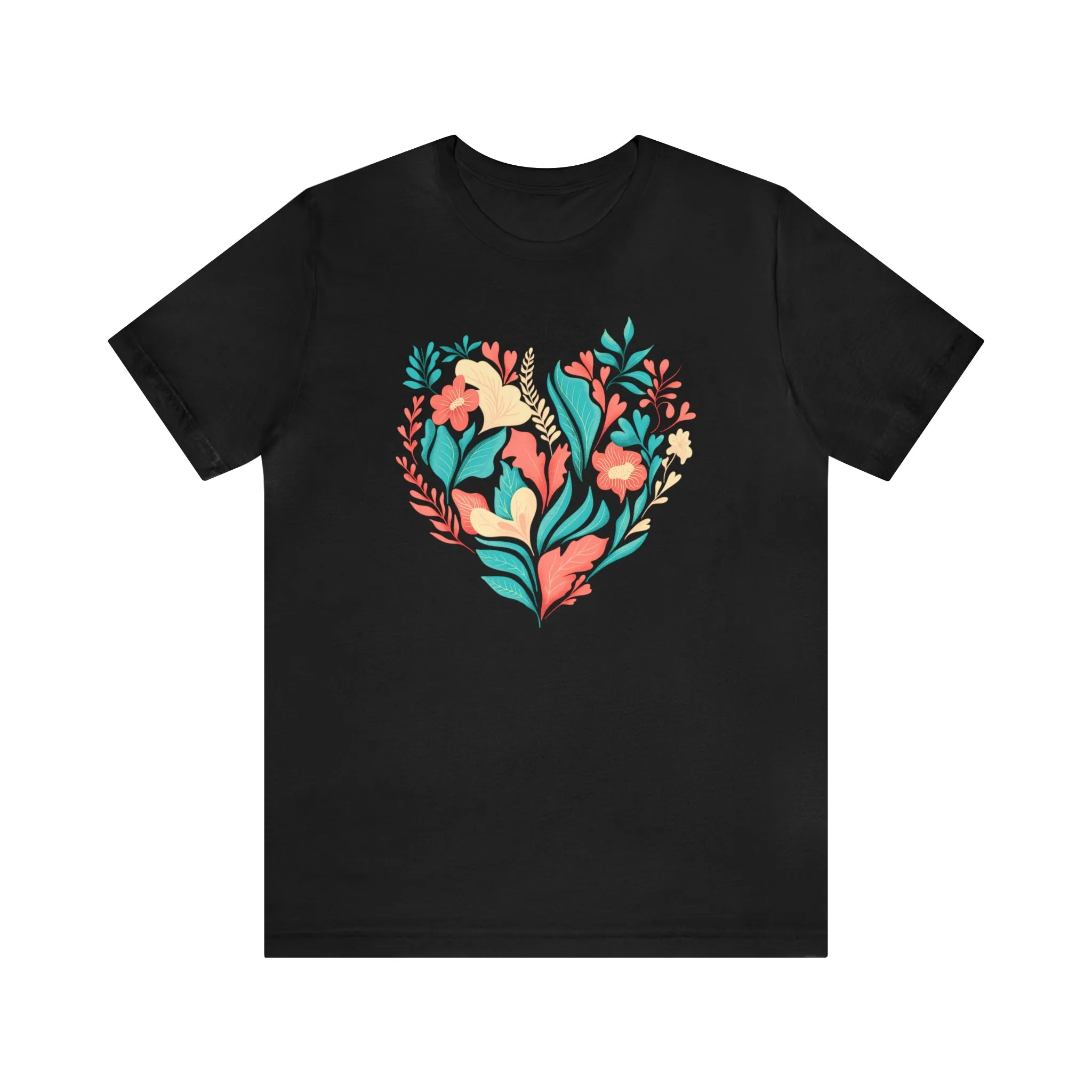 Flower Heart T-Shirt | Love Ya Mom Tee |  Bella Canvas 3001 Unisex |  Mother Short Sleeve Tshirt
