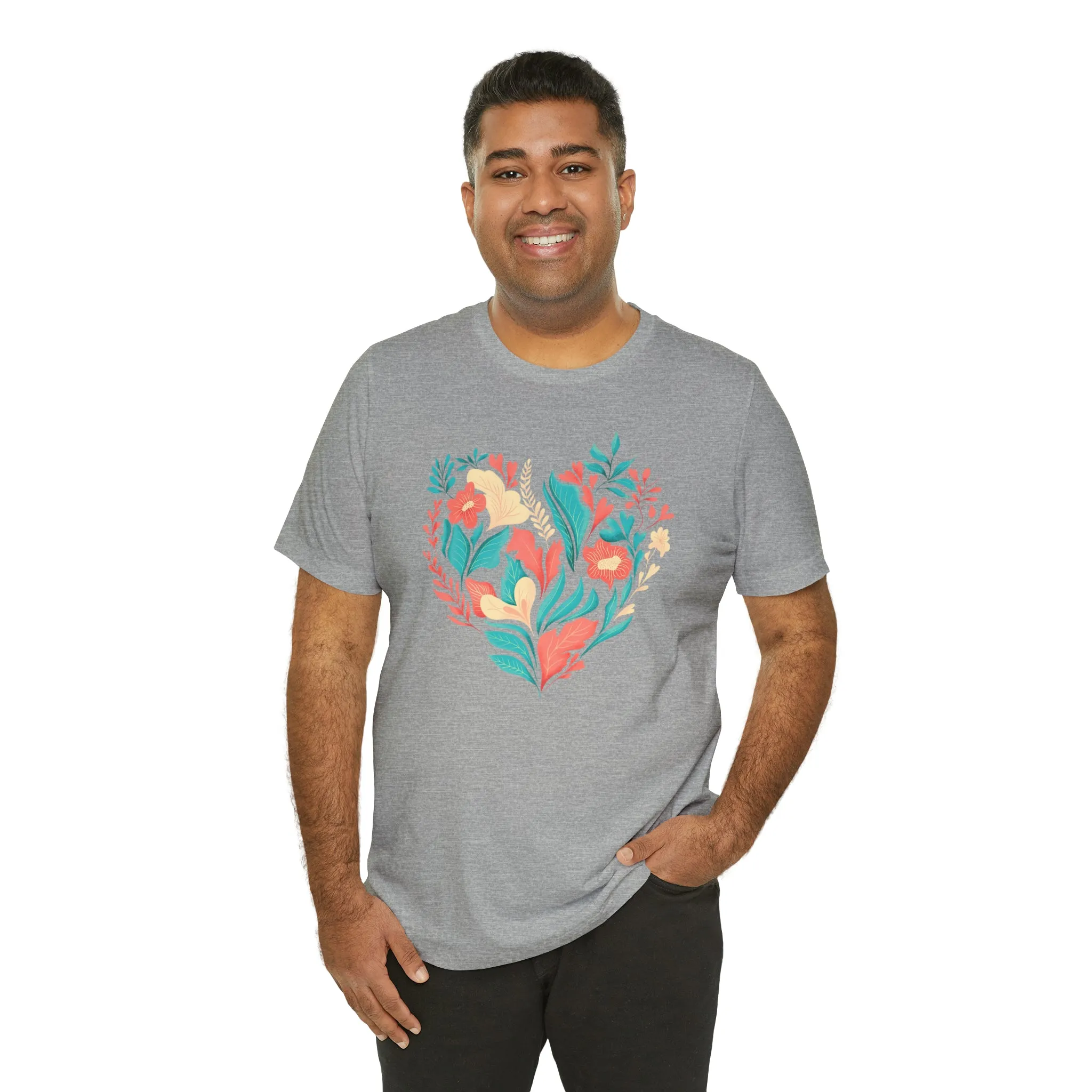 Flower Heart T-Shirt | Love Ya Mom Tee |  Bella Canvas 3001 Unisex |  Mother Short Sleeve Tshirt