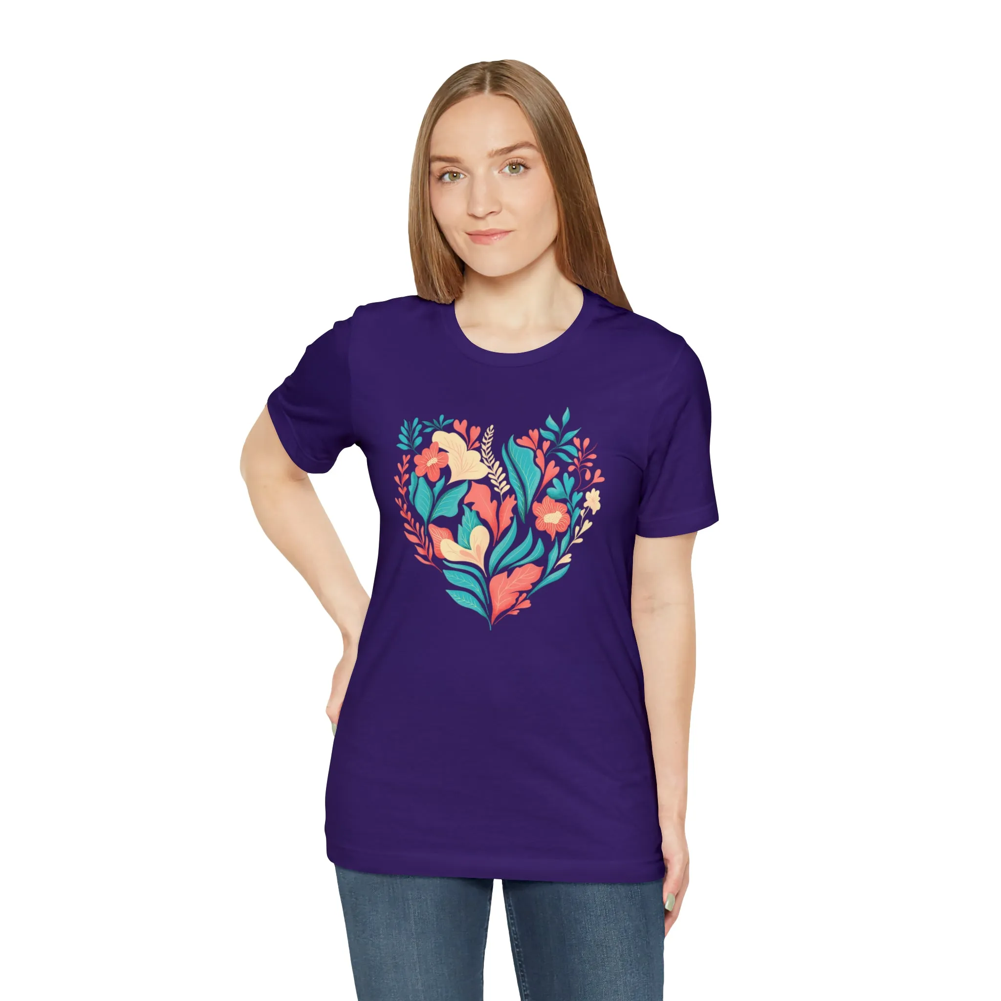 Flower Heart T-Shirt | Love Ya Mom Tee |  Bella Canvas 3001 Unisex |  Mother Short Sleeve Tshirt
