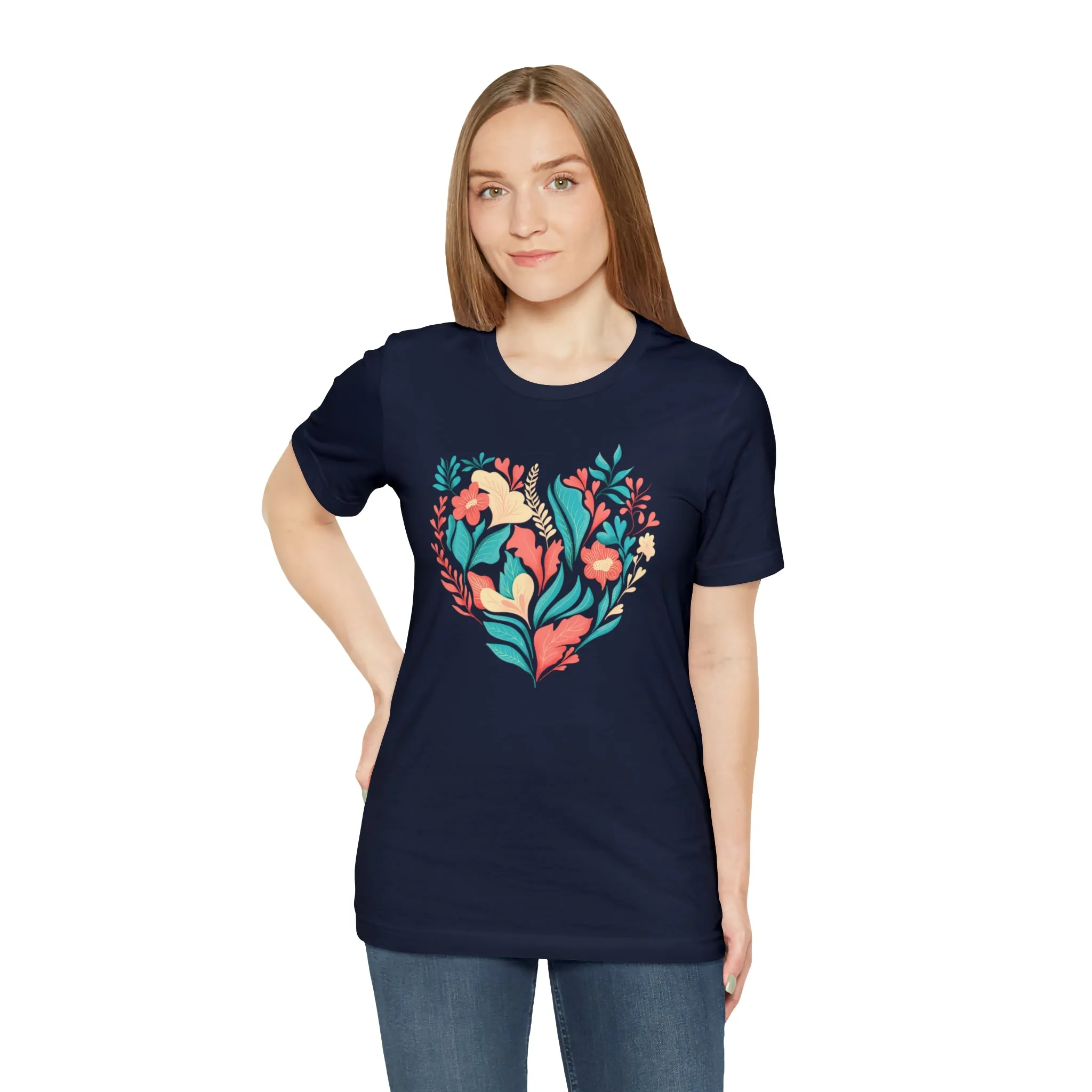 Flower Heart T-Shirt | Love Ya Mom Tee |  Bella Canvas 3001 Unisex |  Mother Short Sleeve Tshirt