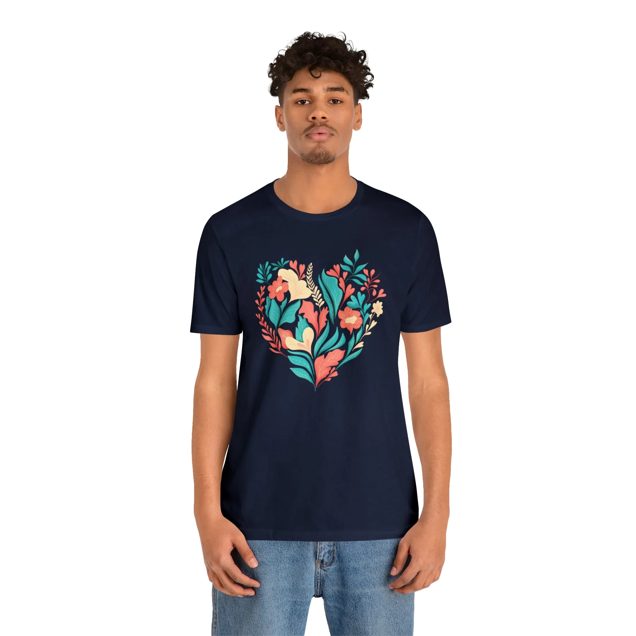 Flower Heart T-Shirt | Love Ya Mom Tee |  Bella Canvas 3001 Unisex |  Mother Short Sleeve Tshirt