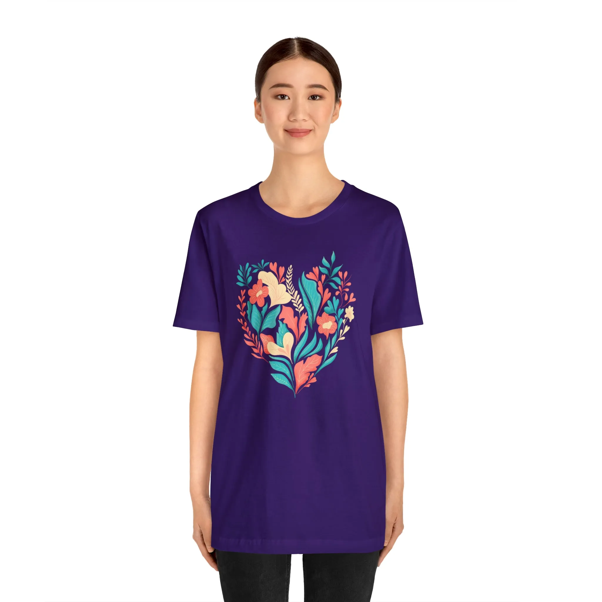 Flower Heart T-Shirt | Love Ya Mom Tee |  Bella Canvas 3001 Unisex |  Mother Short Sleeve Tshirt